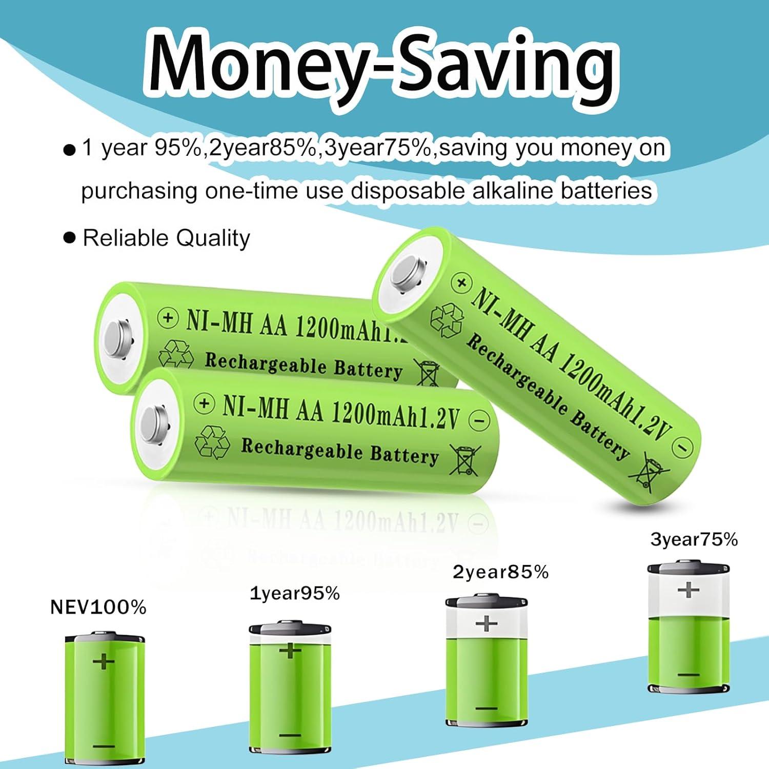 Baterías recargables AA Lombaour 1200mAh 12 unidades