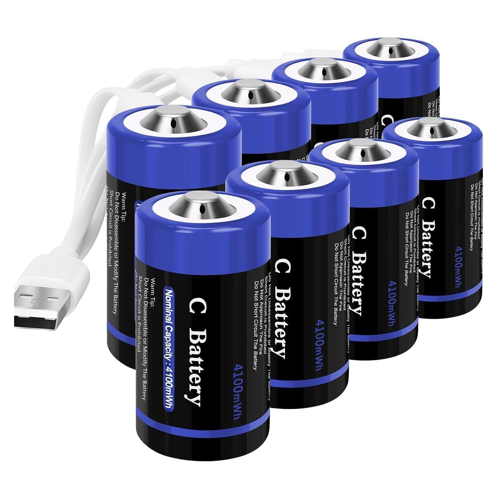 Baterías recargables de litio tipo C Wowpower 8 unidades 1.5V