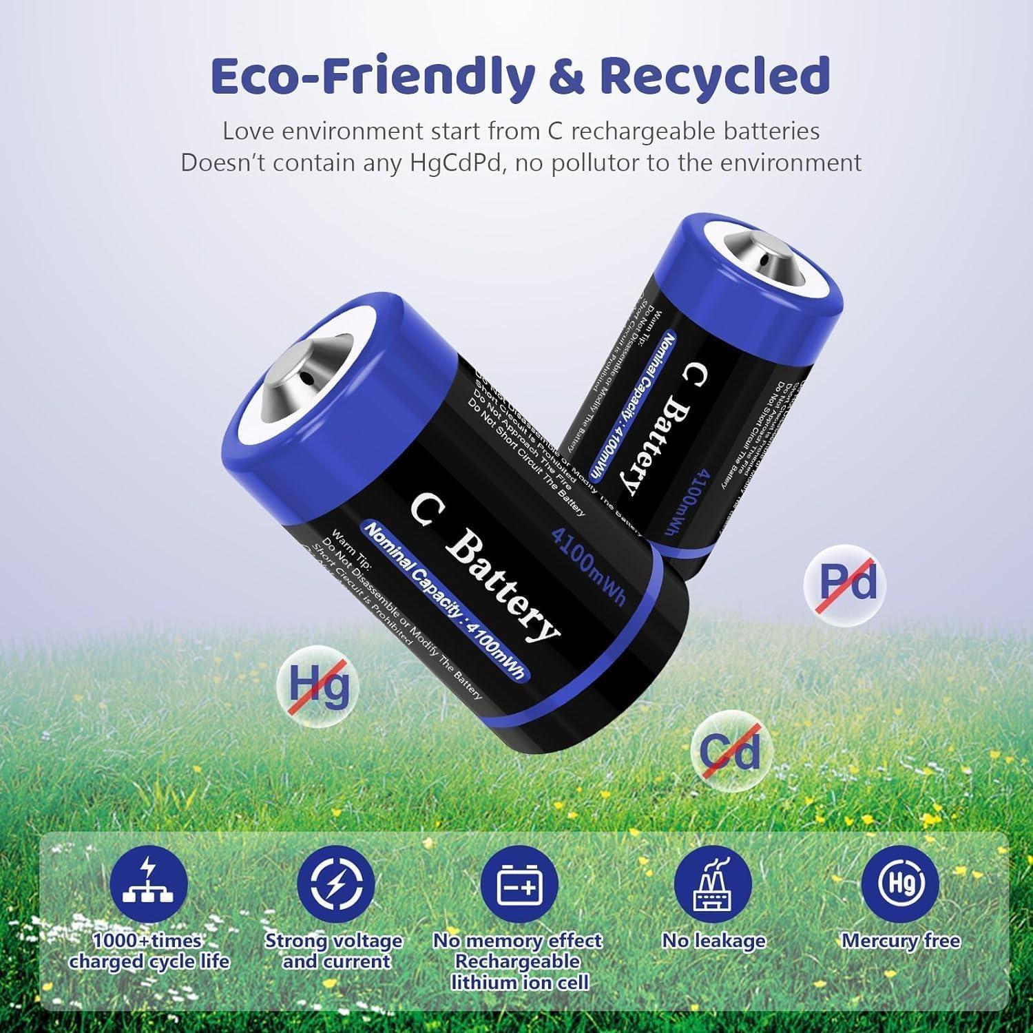 Baterías recargables de litio tipo C Wowpower 8 unidades 1.5V