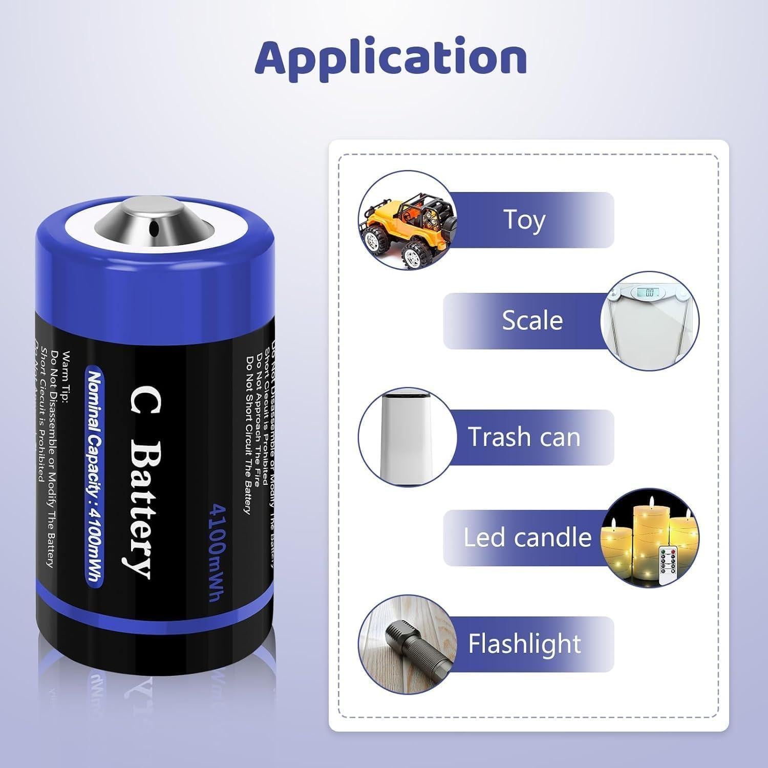 Baterías recargables de litio tipo C Wowpower 8 unidades 1.5V