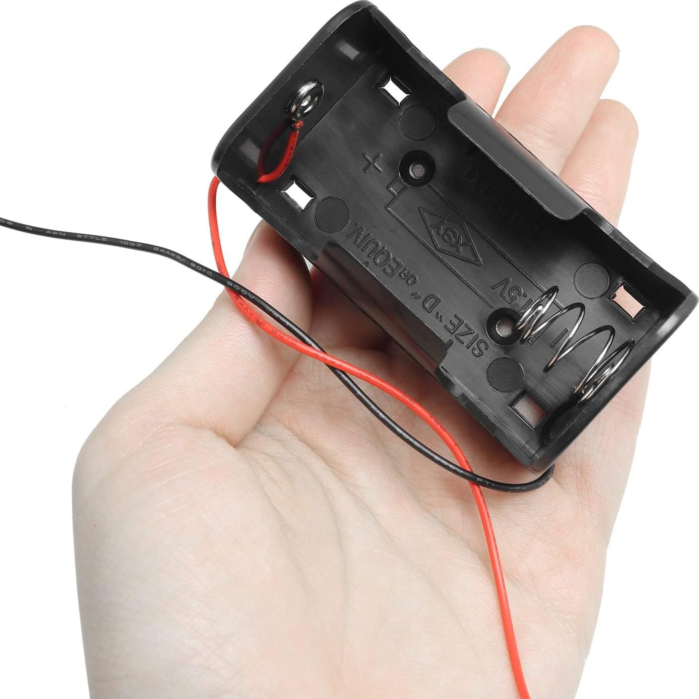 Soporte de Batería D 4PCS 1.5V LUORNG con Cables