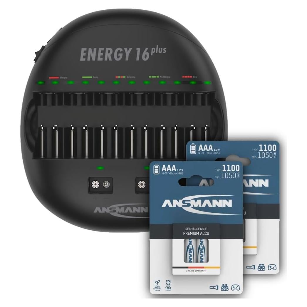 Cargador de Baterías Ansmann Energy 16 Plus + 8 Baterías AAA