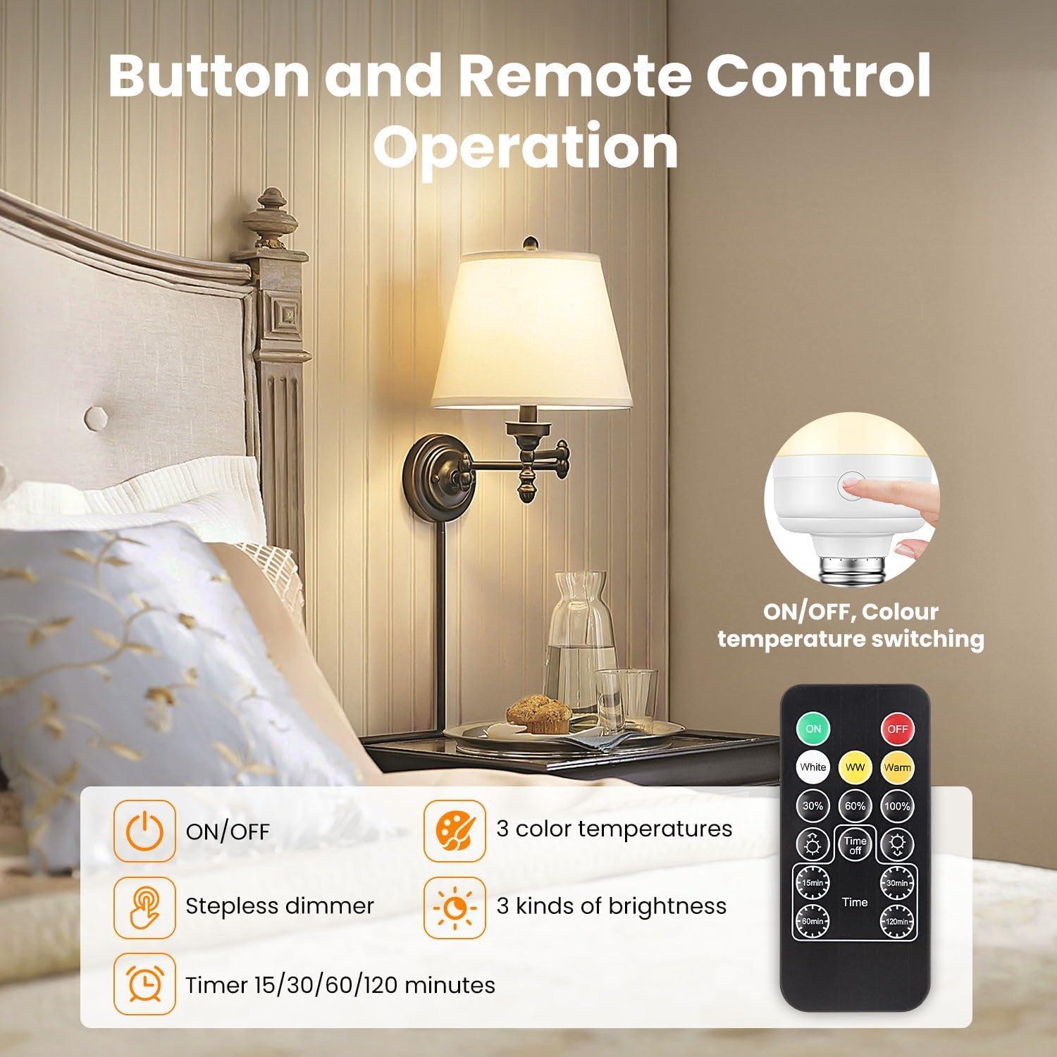 Bombilla LED Recargable E26 5W 350LM con Control Remoto