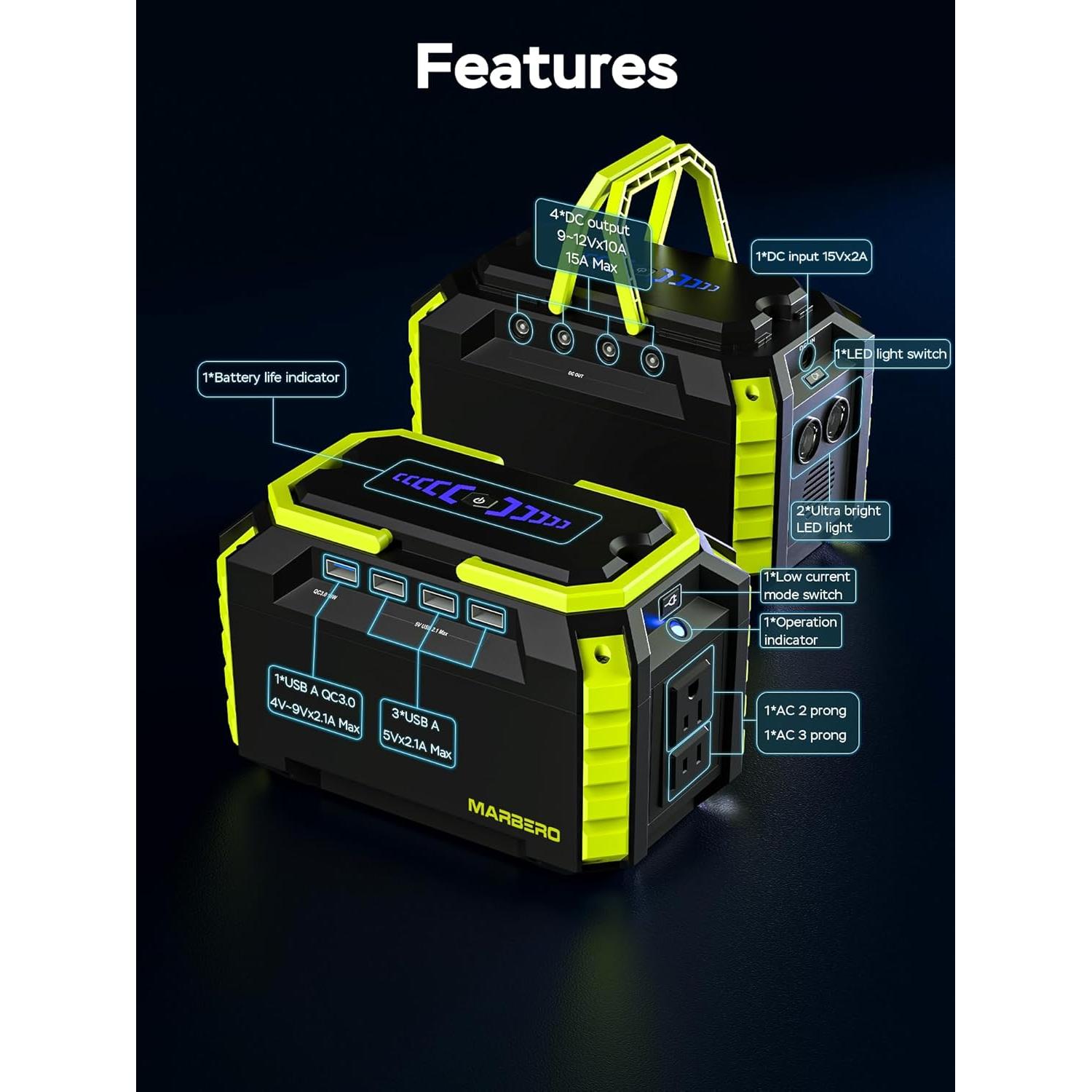 Estación de Energía Portátil MARBERO M270 150Wh 100W AC USB