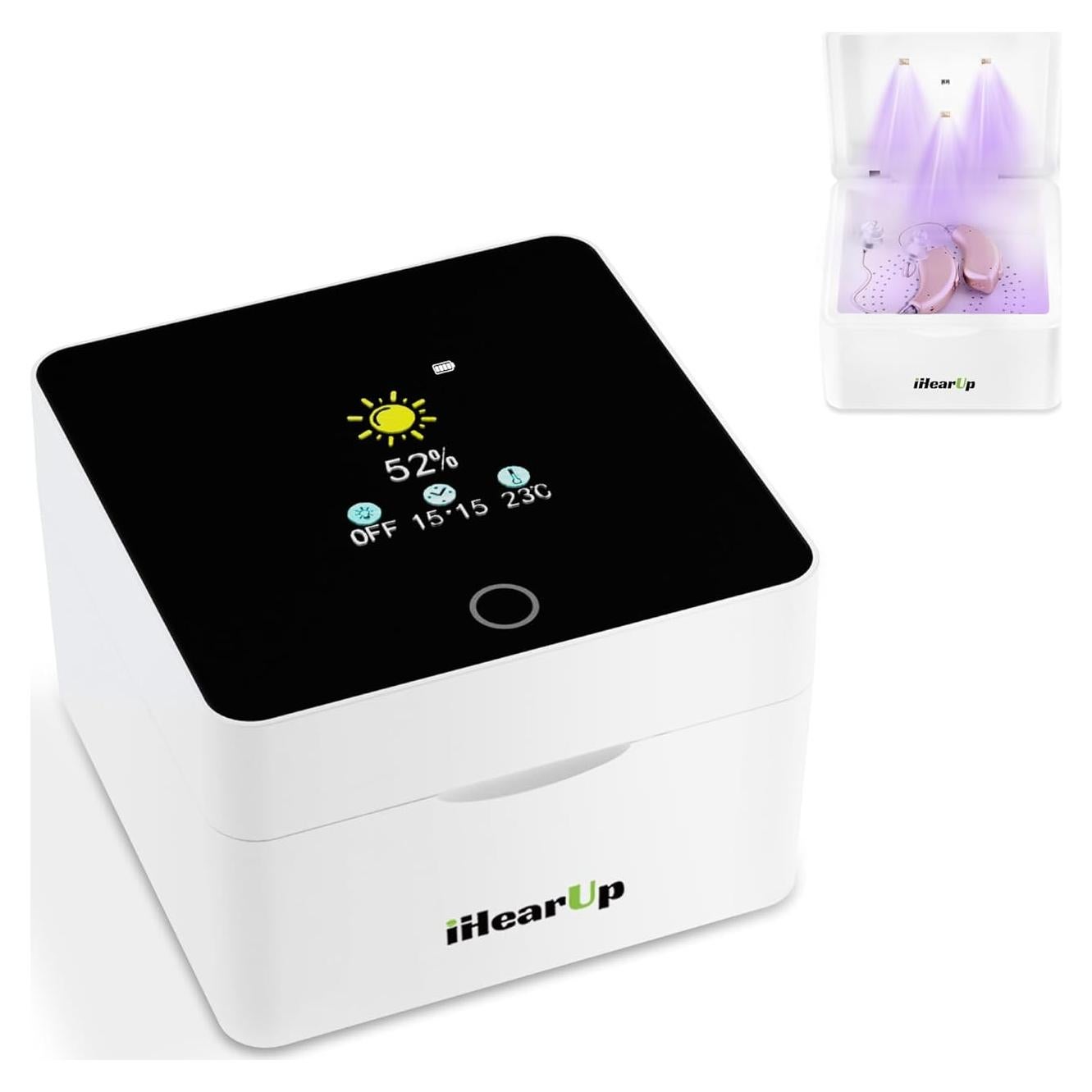 Secador y deshumidificador de audífonos iHearUp, portátil, 9x9 cm