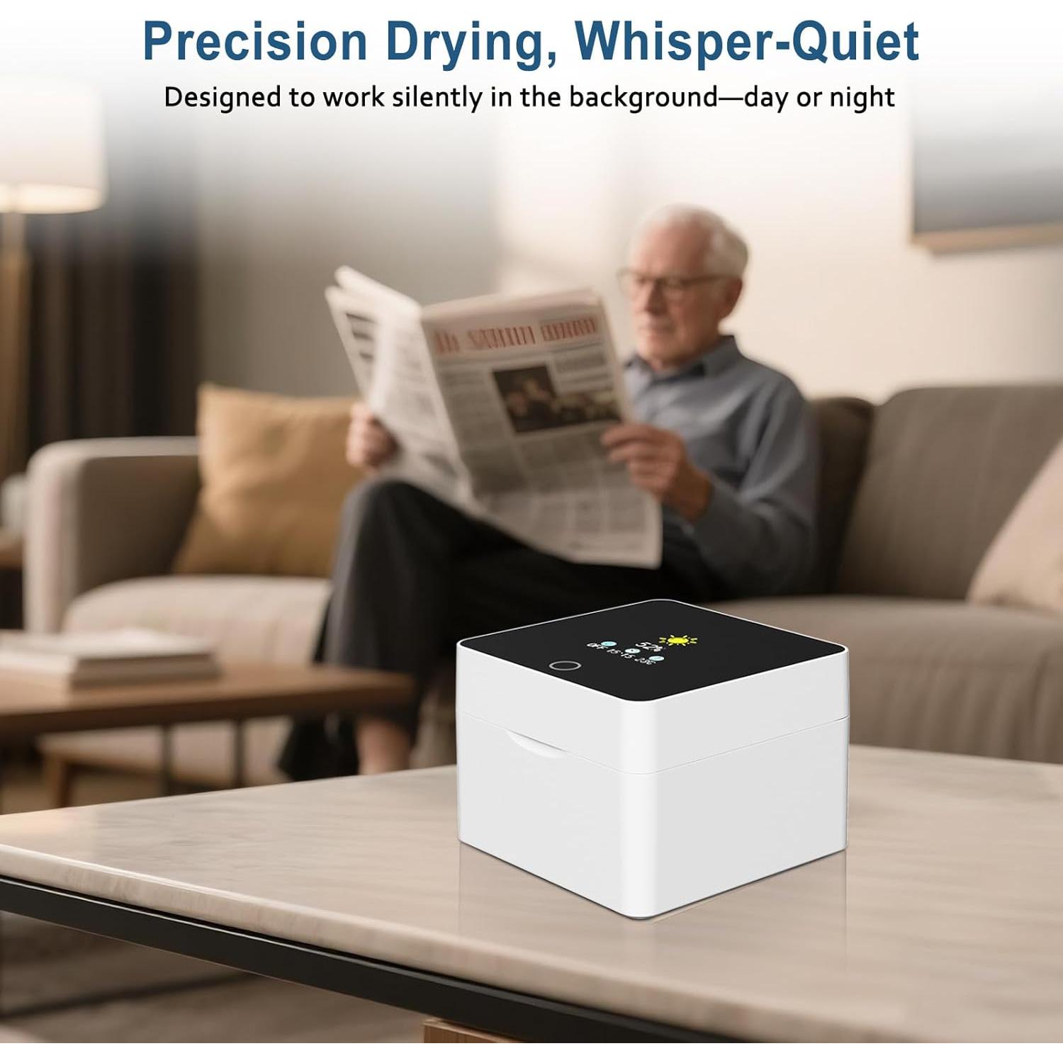 Secador y deshumidificador de audífonos iHearUp, portátil, 9x9 cm