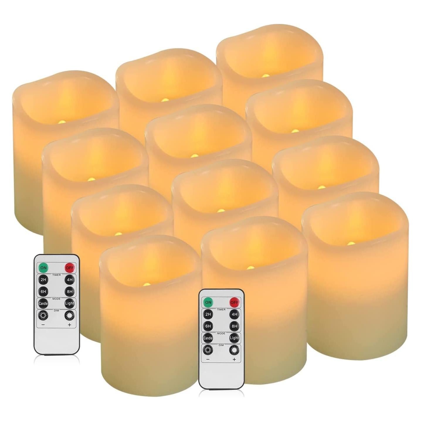 Juego de 12 Velas LED Sin Llama Antizer Marfil 10.16 cm