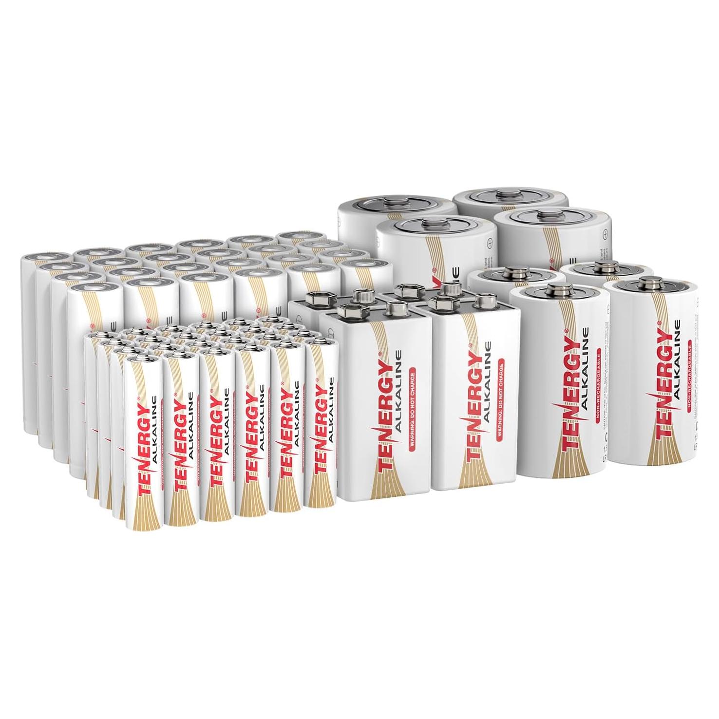 Combo de 60 Baterías Alcalinas Tenergy AA AAA C D 9V