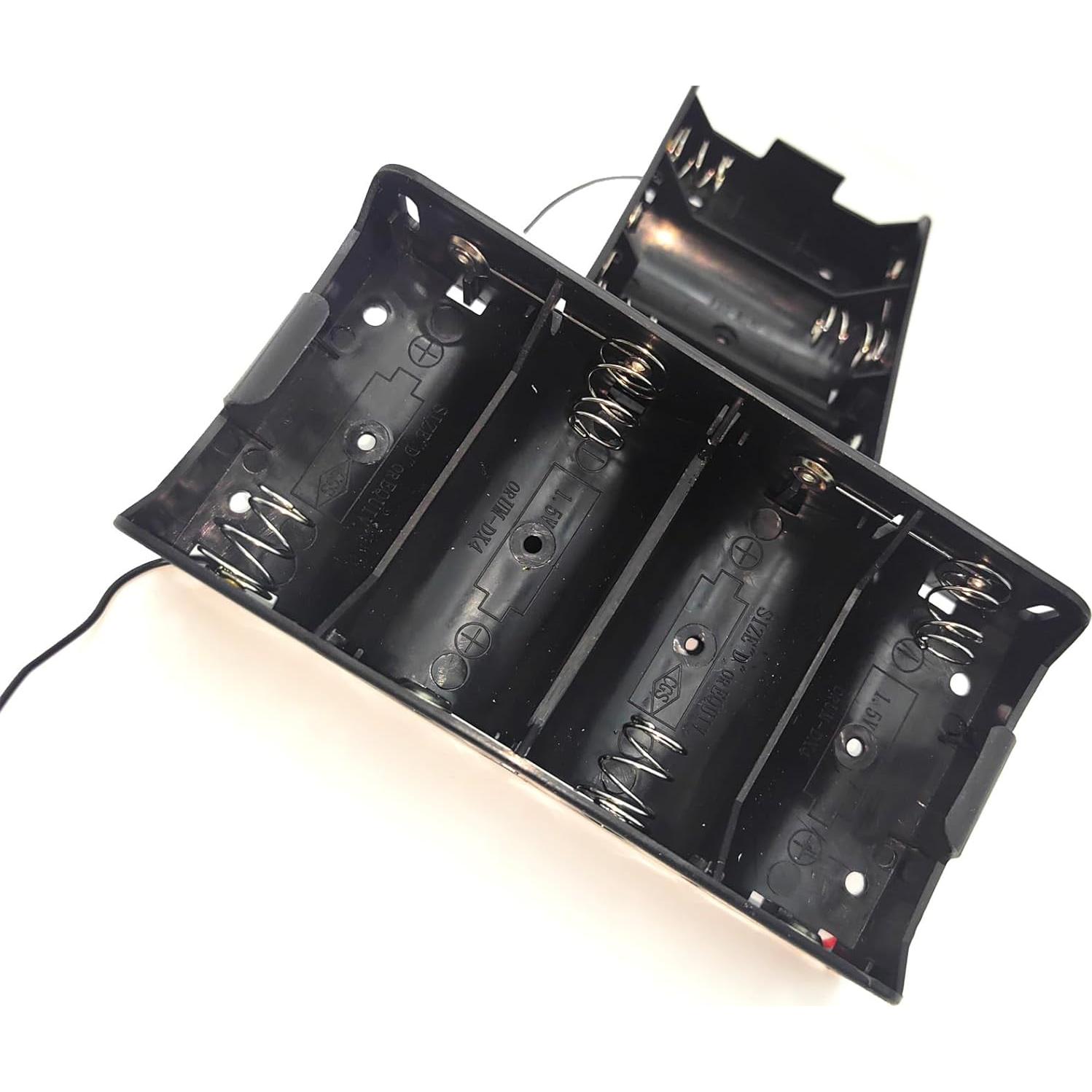 Soporte de Batería D con Cables - 2 Piezas 6V 4x1.5V