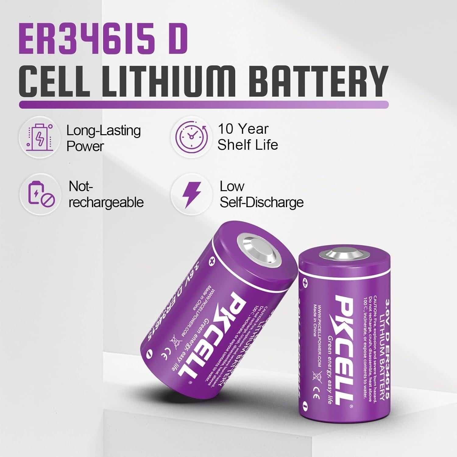 Baterías D PKCELL ER34615 19000mAh 3.6V No Recargables