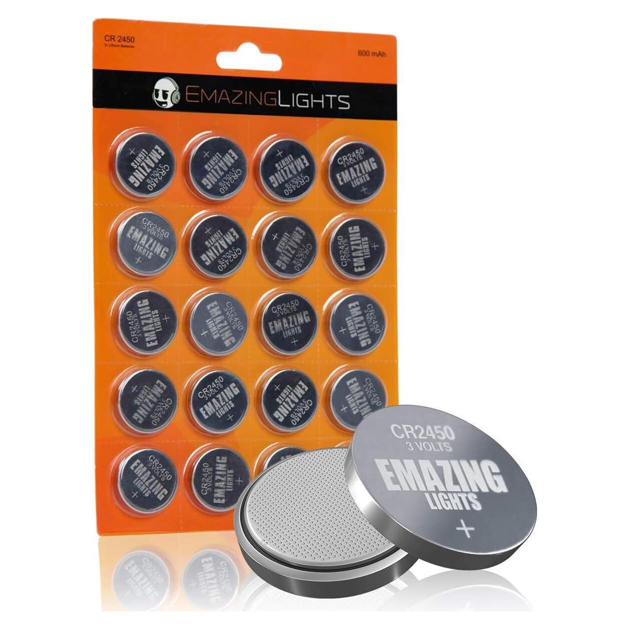 Baterías de Litio CR2450 EmazingLights 20 Piezas 3V Larga Duración
