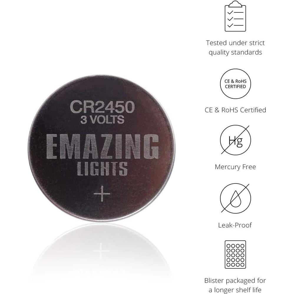 Baterías de Litio CR2450 EmazingLights 20 Piezas 3V Larga Duración