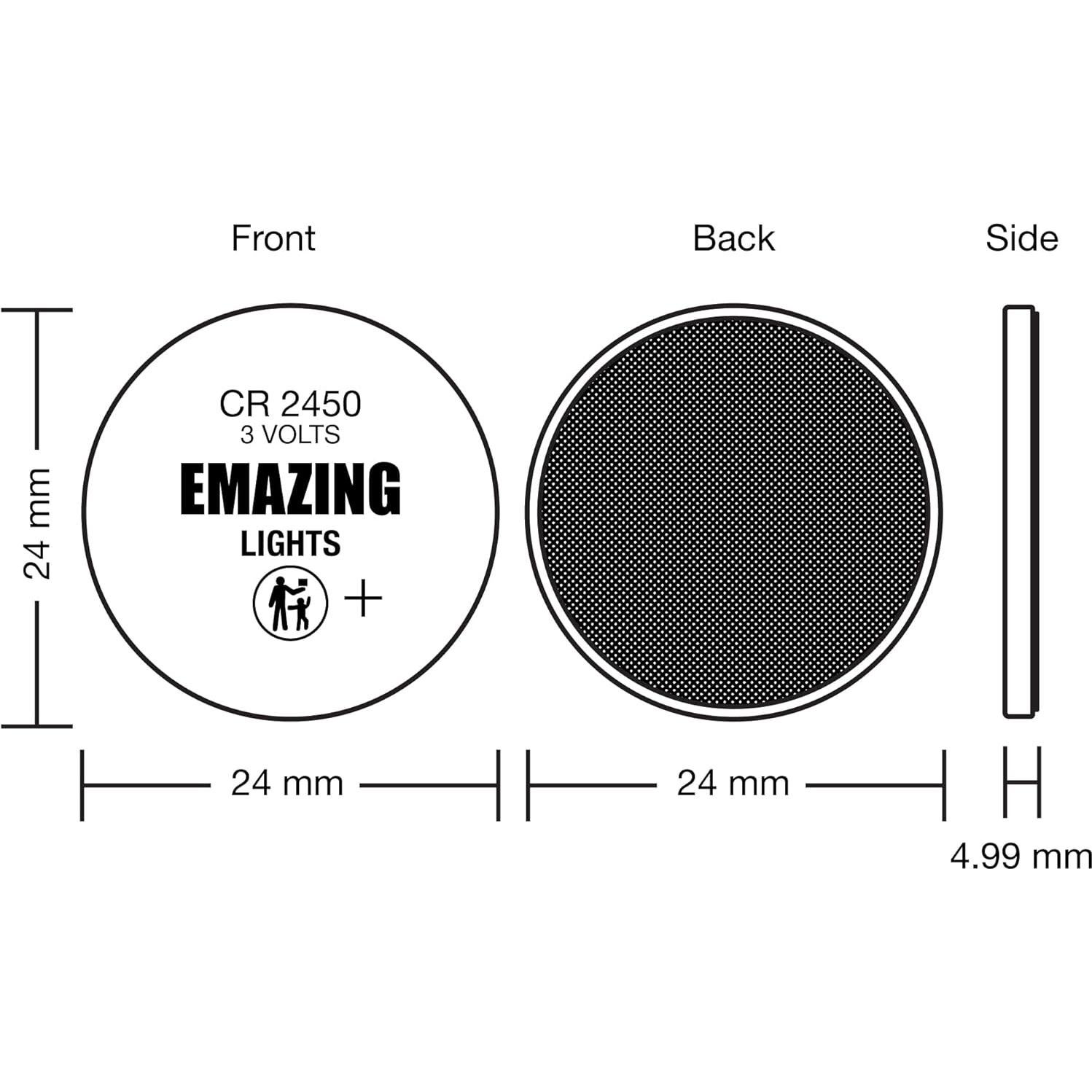Baterías de Litio CR2450 EmazingLights 20 Piezas 3V Larga Duración