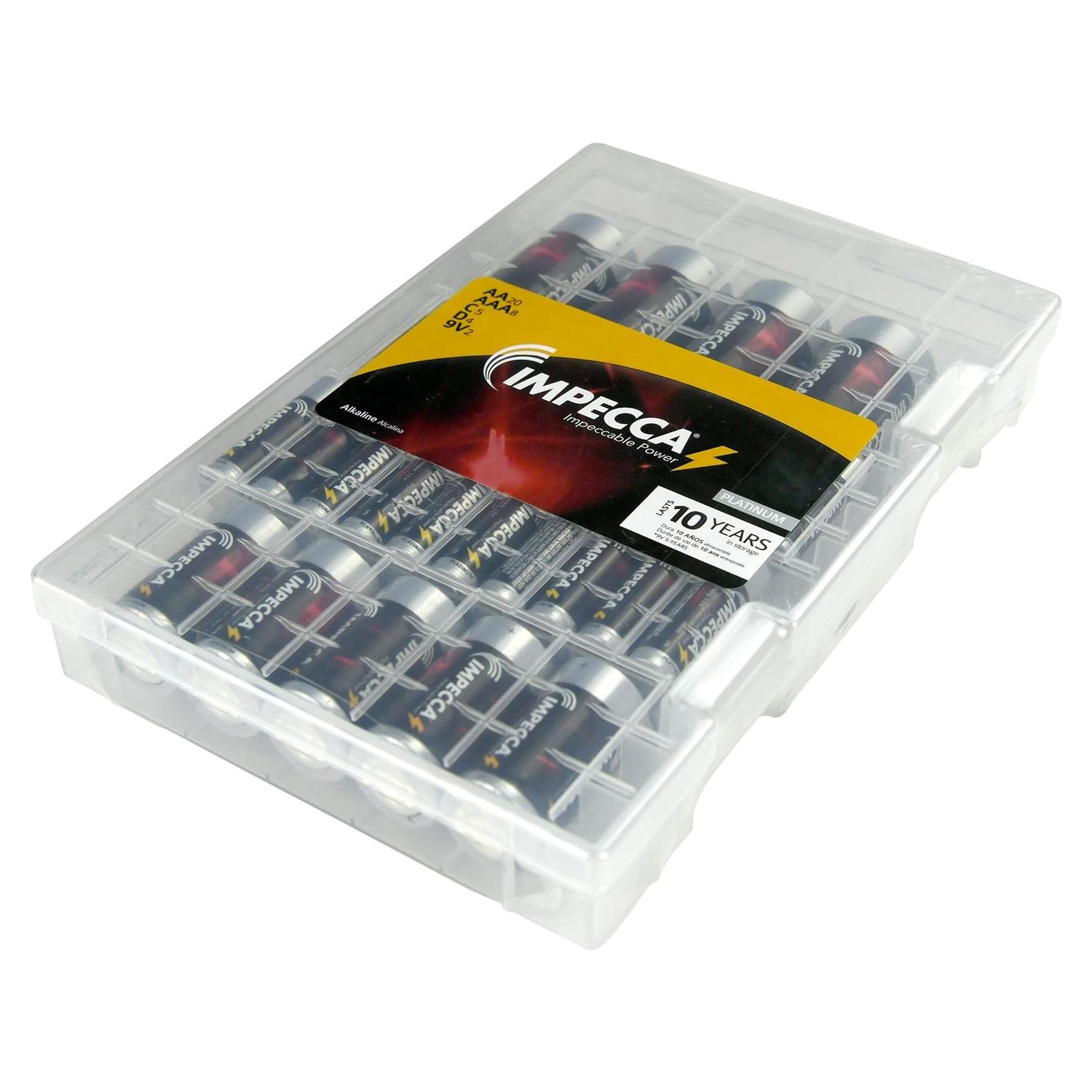 Paquete de Baterías Alcalinas Impecca 39 Piezas AA AAA C D 9V