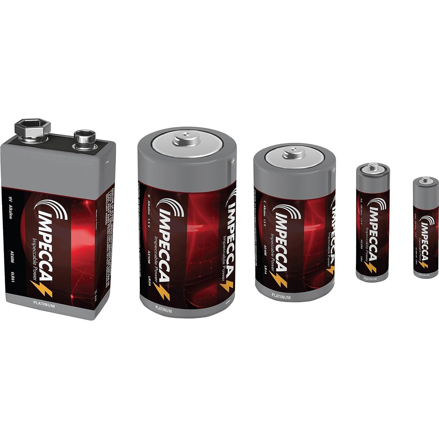 Paquete de Baterías Alcalinas Impecca 39 Piezas AA AAA C D 9V