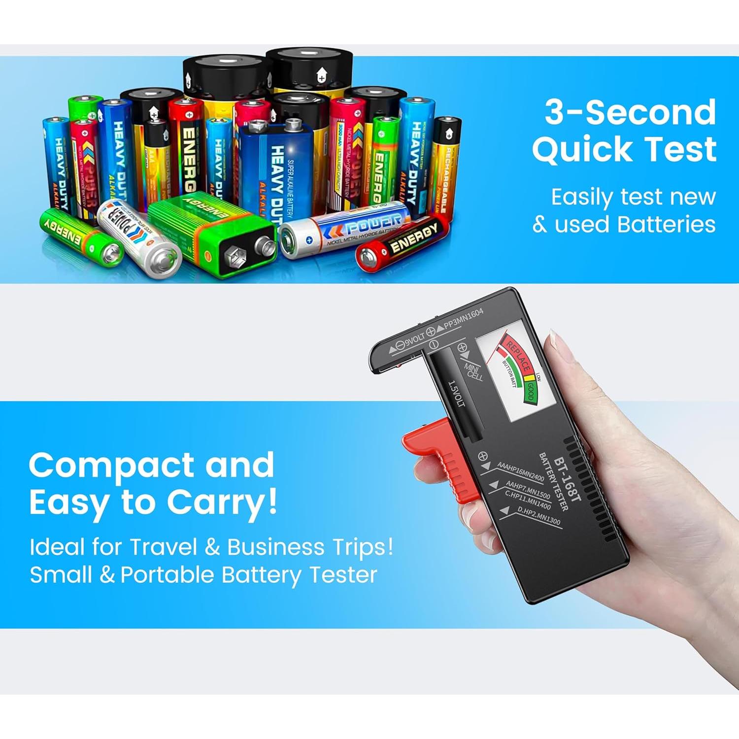 Probador de Baterías Dlyfull B1T Magnético para AAA AA C D 9V