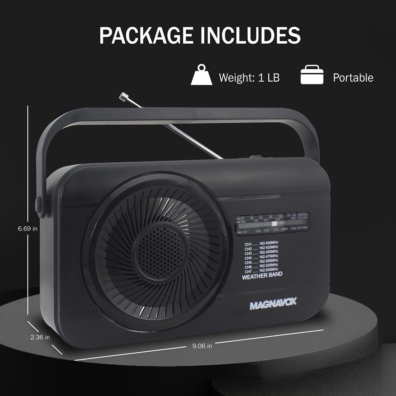 Radio Meteorológica Magnavox MR4181W AM/FM Portátil 0.54kg