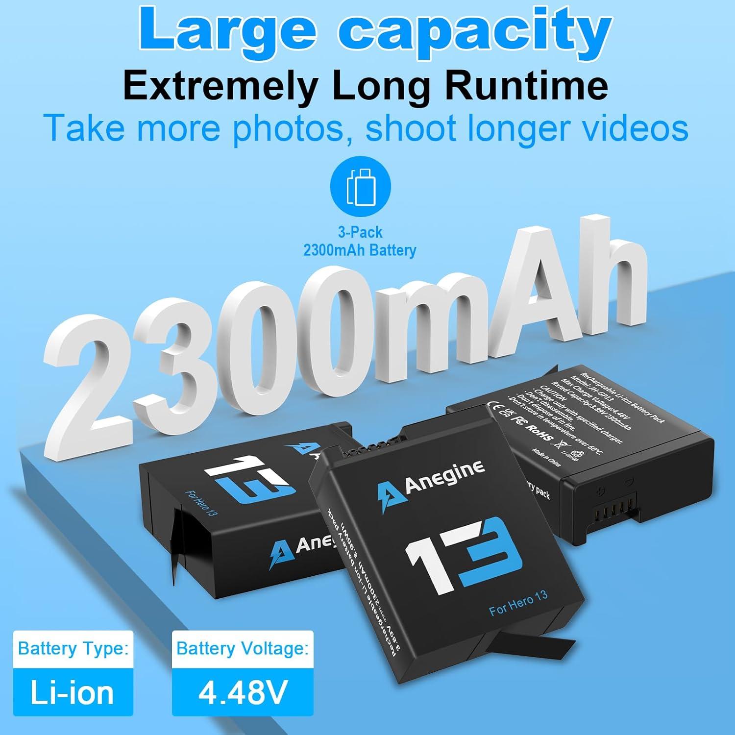 Baterías Anegine Hero 13 2300mAh + Cargador LCD 3 Canales