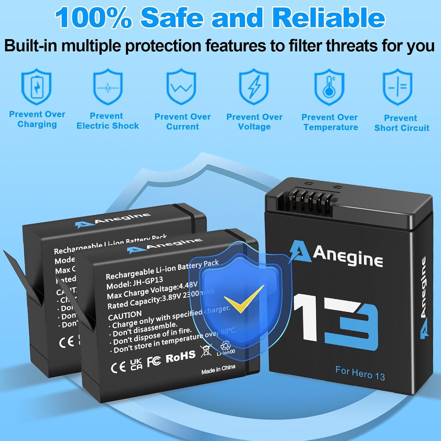 Baterías Anegine Hero 13 2300mAh + Cargador LCD 3 Canales