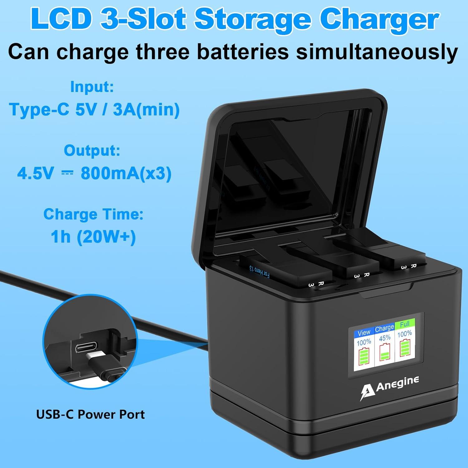 Baterías Anegine Hero 13 2300mAh + Cargador LCD 3 Canales