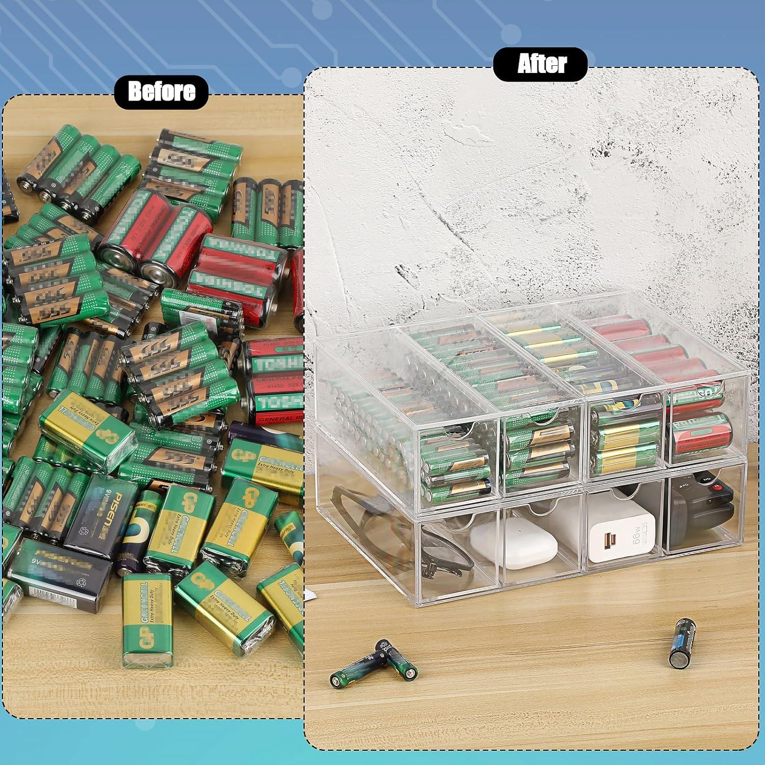 Organizador de Baterías BTSKY 2 Paquete Acrílico Transparente