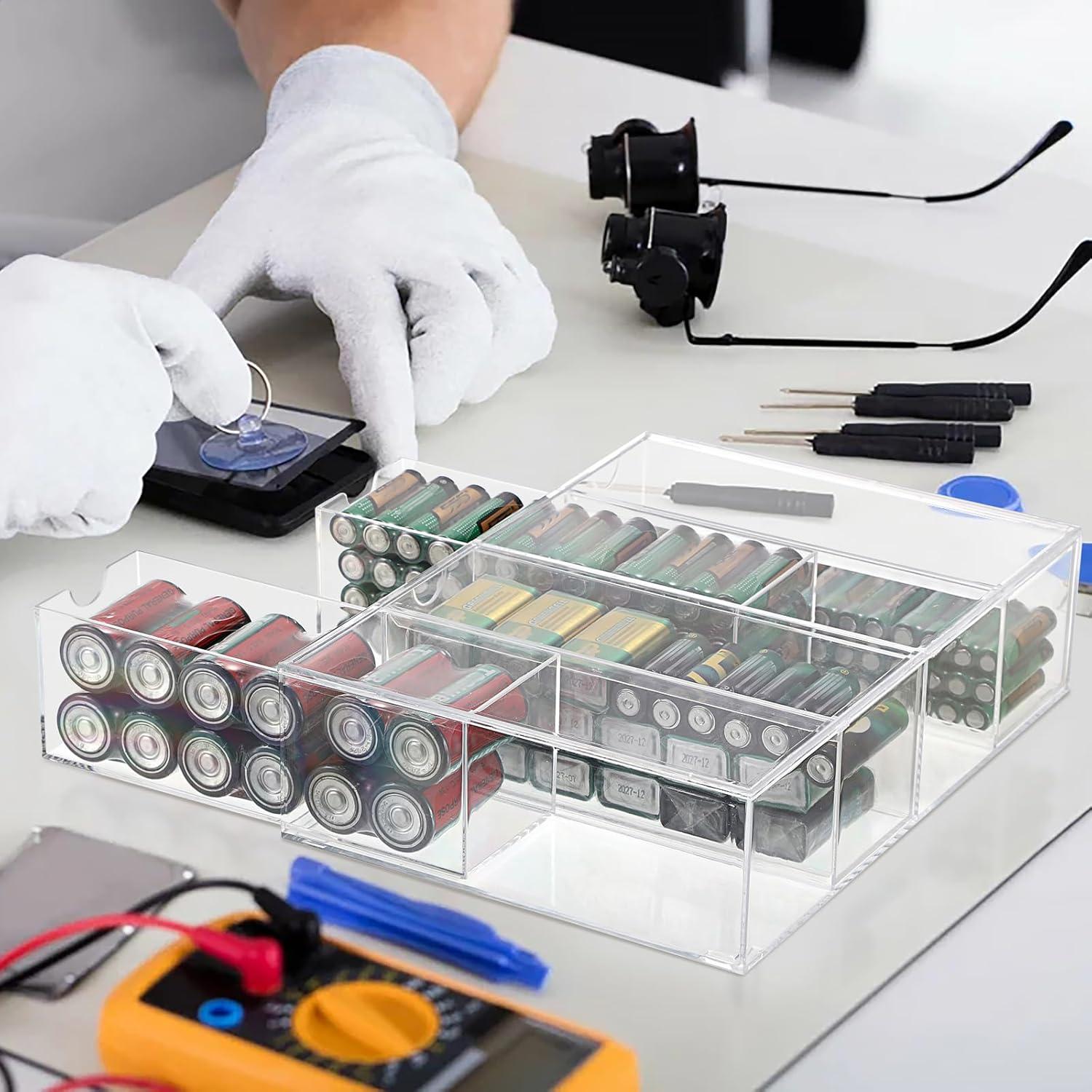 Organizador de Baterías BTSKY 2 Paquete Acrílico Transparente
