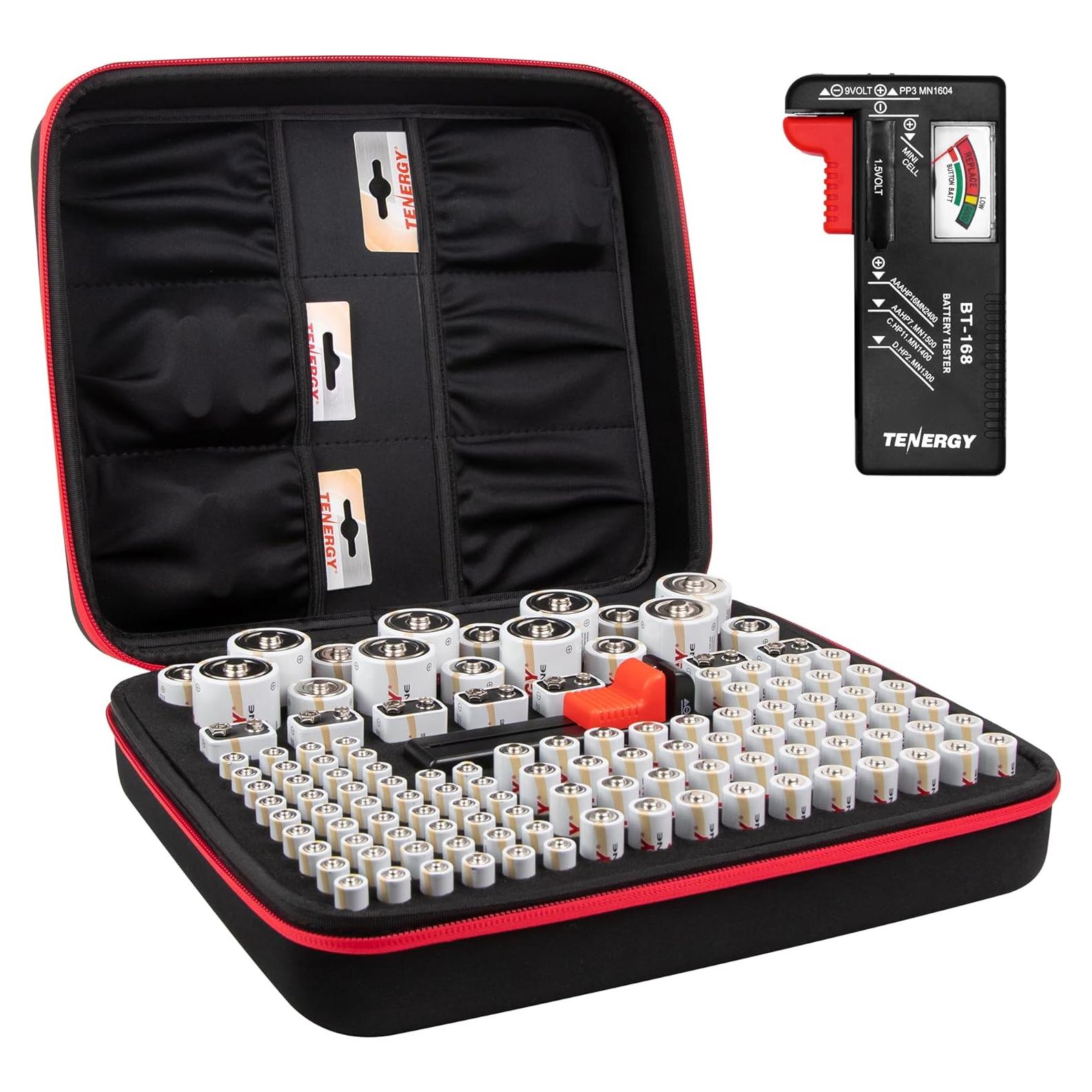 Organizador de Baterías Tenergy con Probador, Almacena 120 Baterías