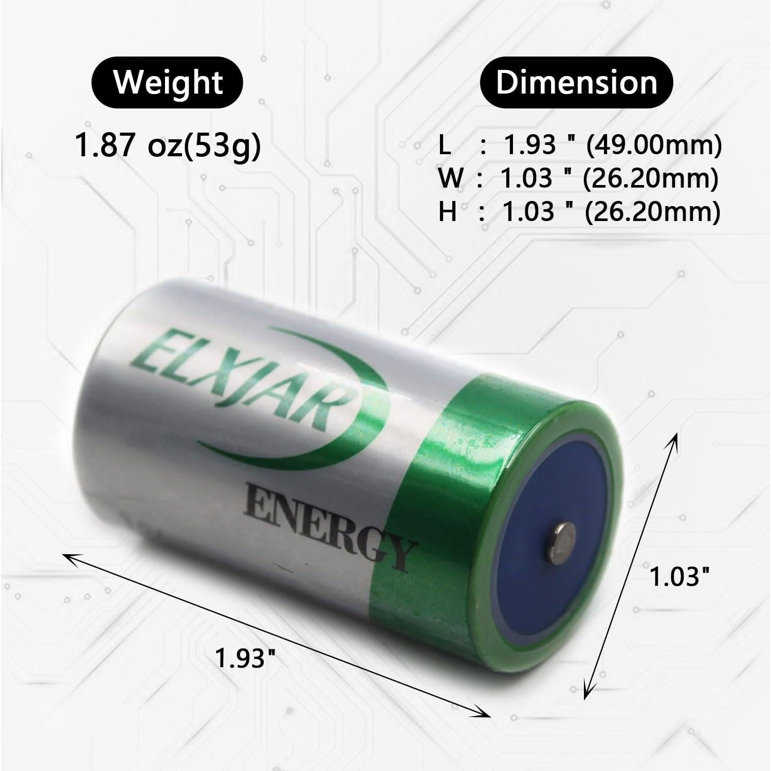 Paquete de 2 Baterías de Litio Cloruro de Tionilo 3.6V 8500mAh