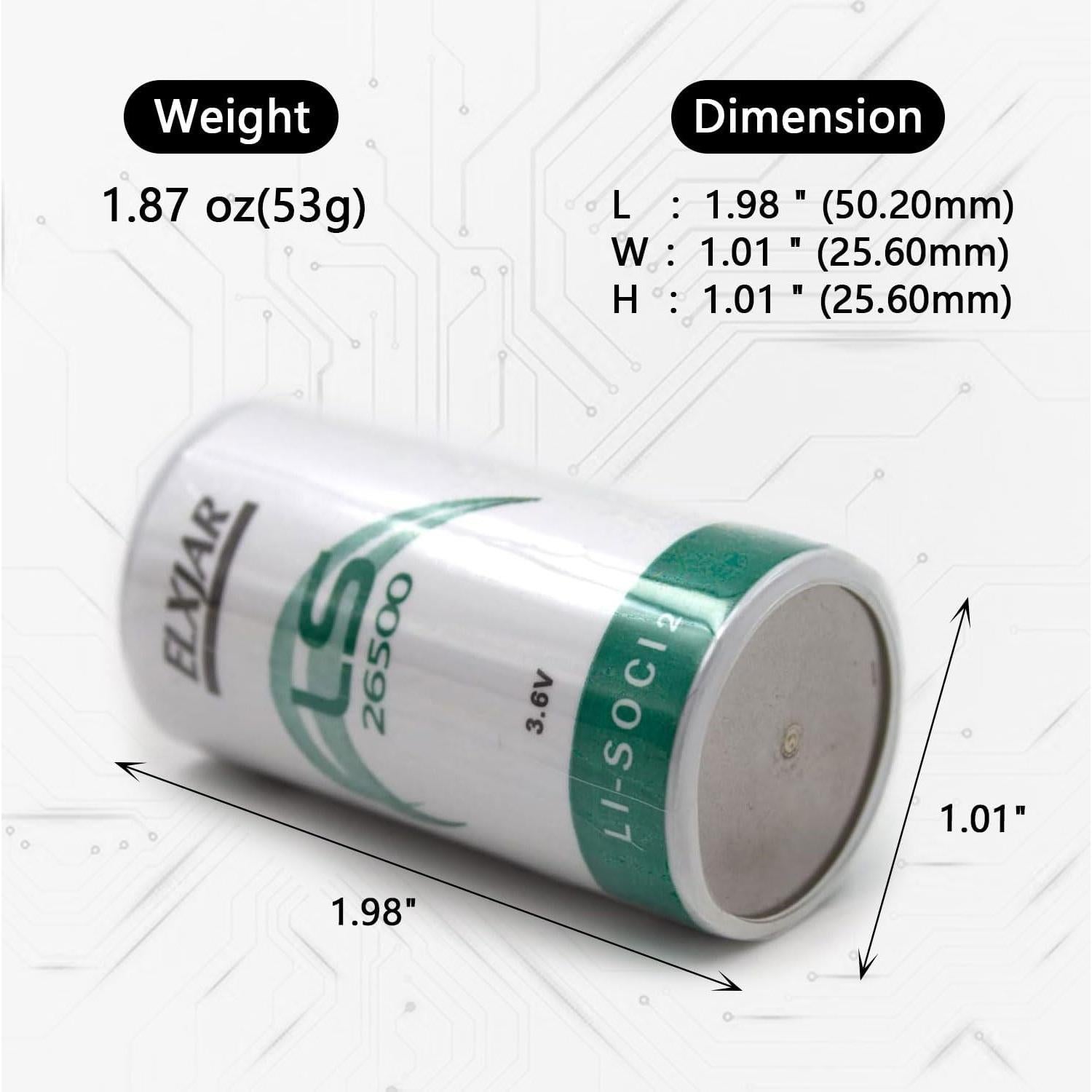 Paquete de 2 Baterías de Litio Cloruro de Tionilo 3.6V 9000mAh