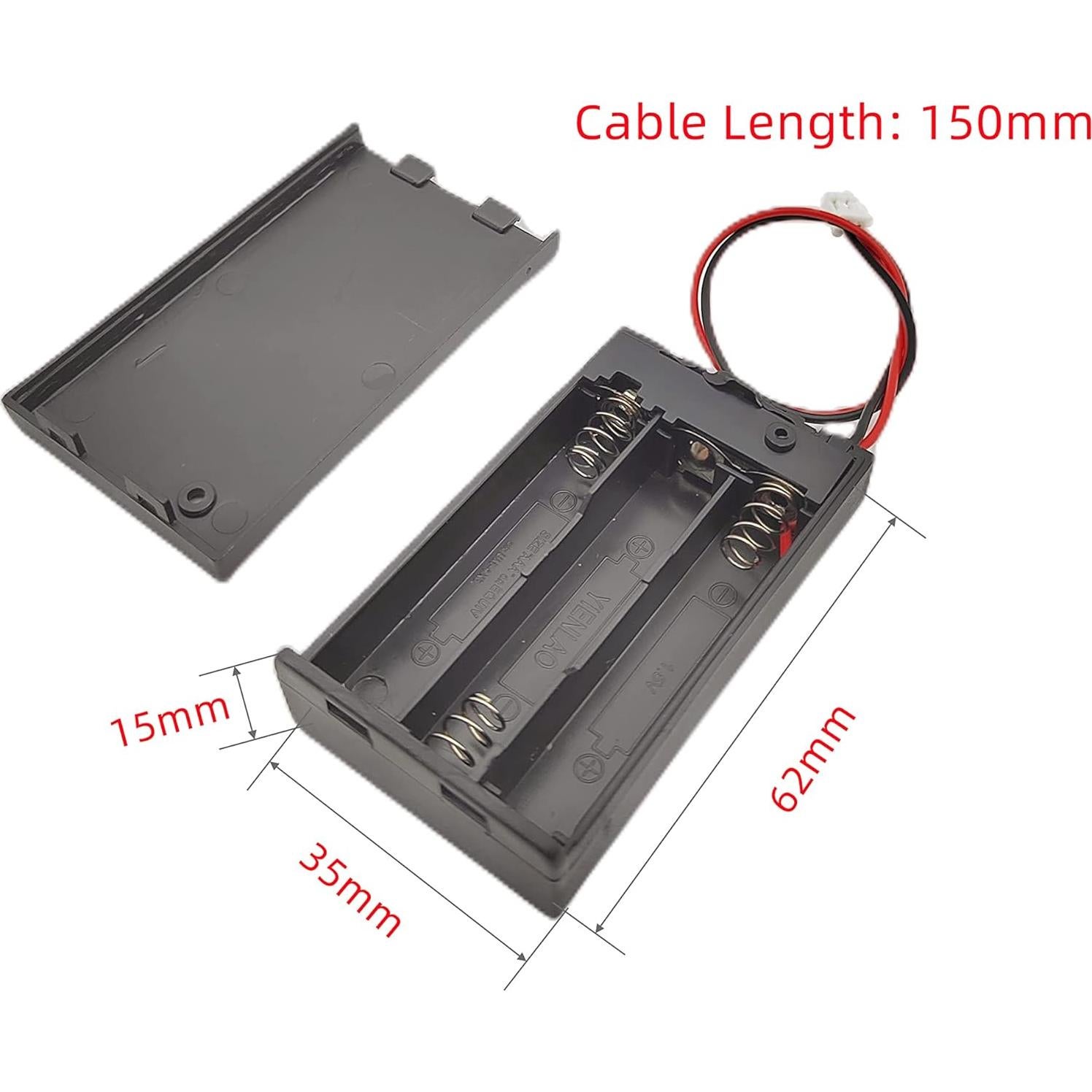 Caja de Almacenamiento para 3 Baterías AAA ShangHJ con Interruptor