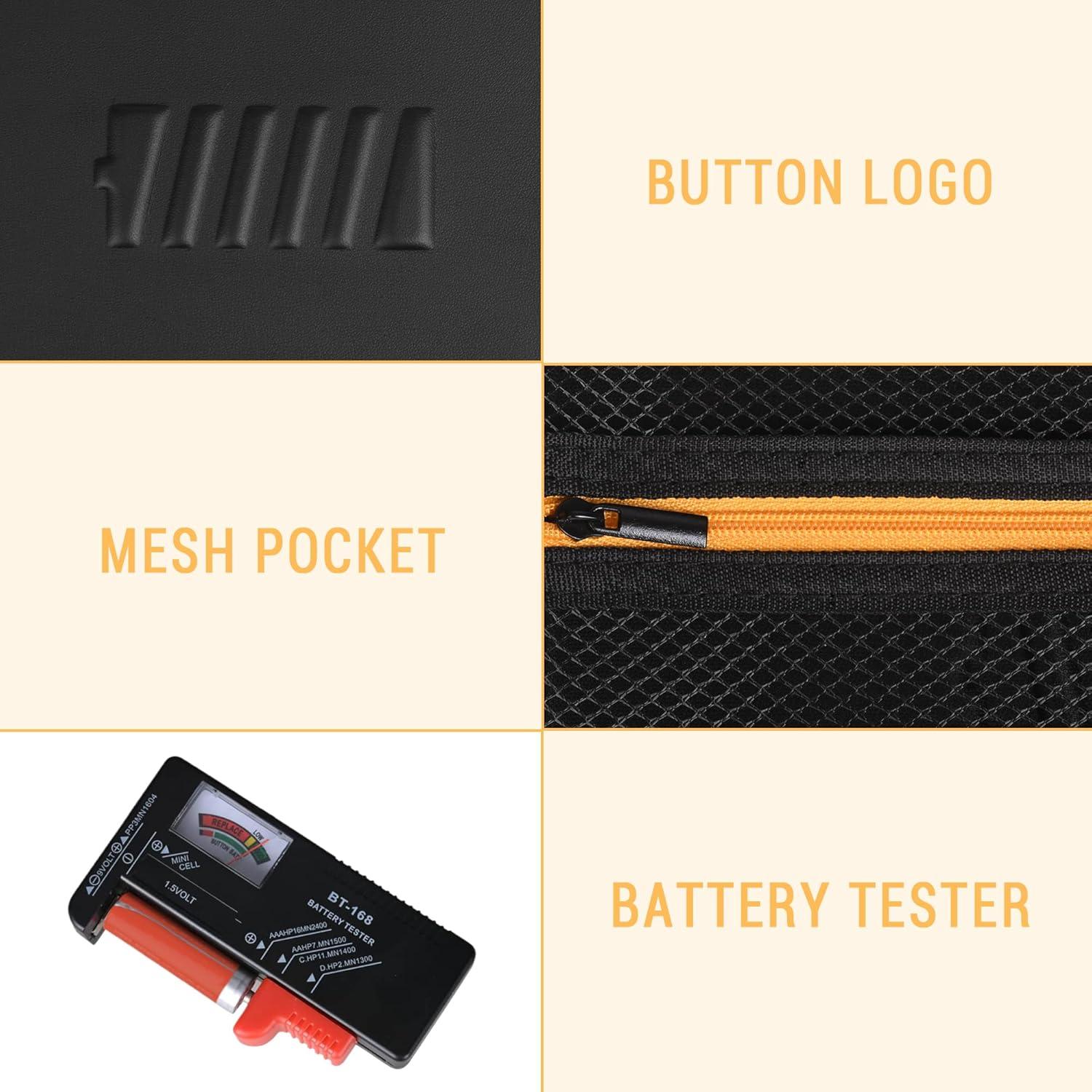 Estuche Organizador de Baterías Stukcaze con Probador - Negro/Naranja