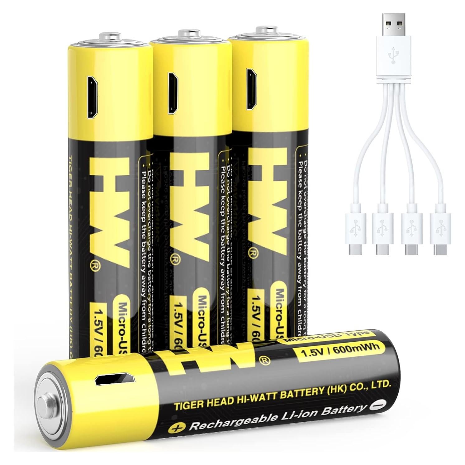 Baterías Recargables AAA Li-ion HW 600mWh con Cargador USB