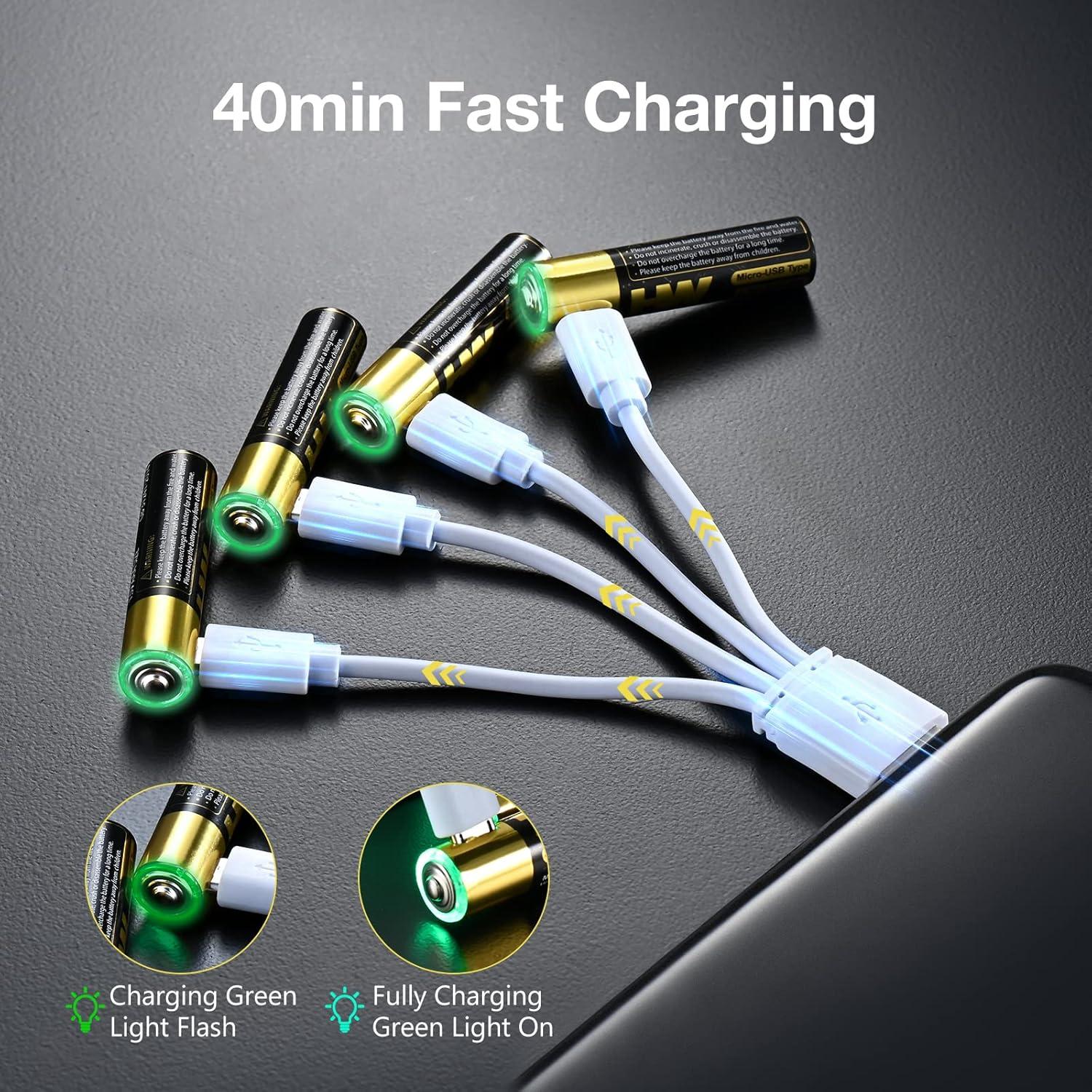 Baterías Recargables AAA Li-ion HW 600mWh con Cargador USB