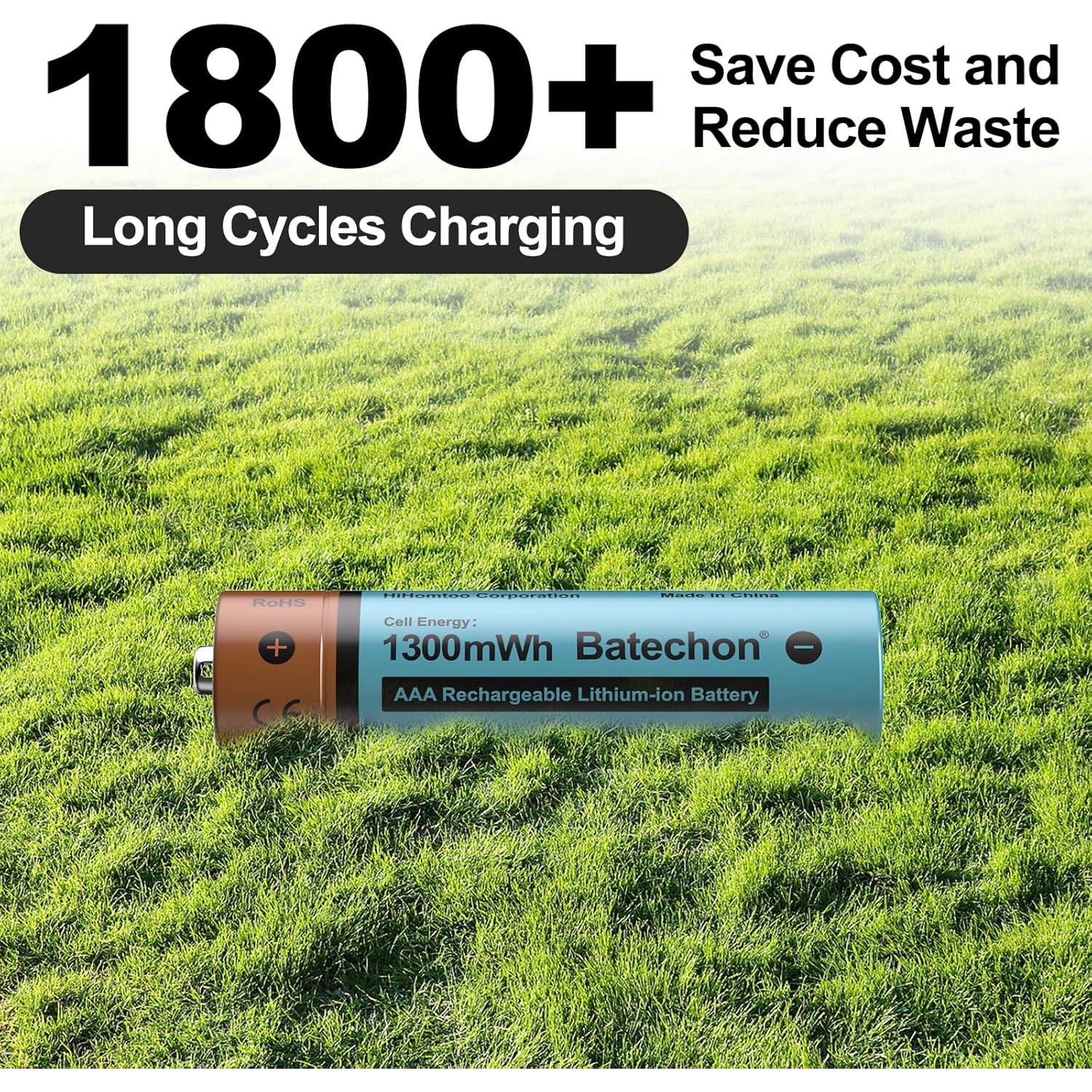 Baterías Recargables AAA Batechon 1.5V 1300mWh 2 Piezas