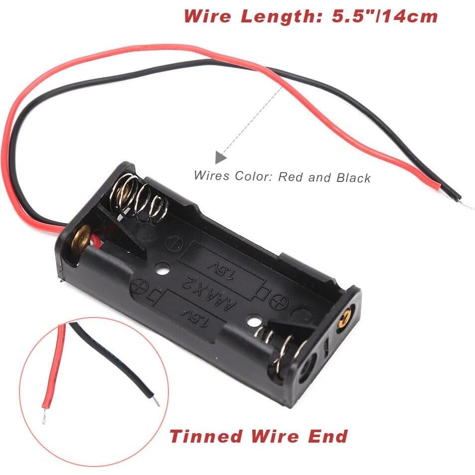 Soporte de Batería AAA JWISLAND con Cables para 2 Celdas