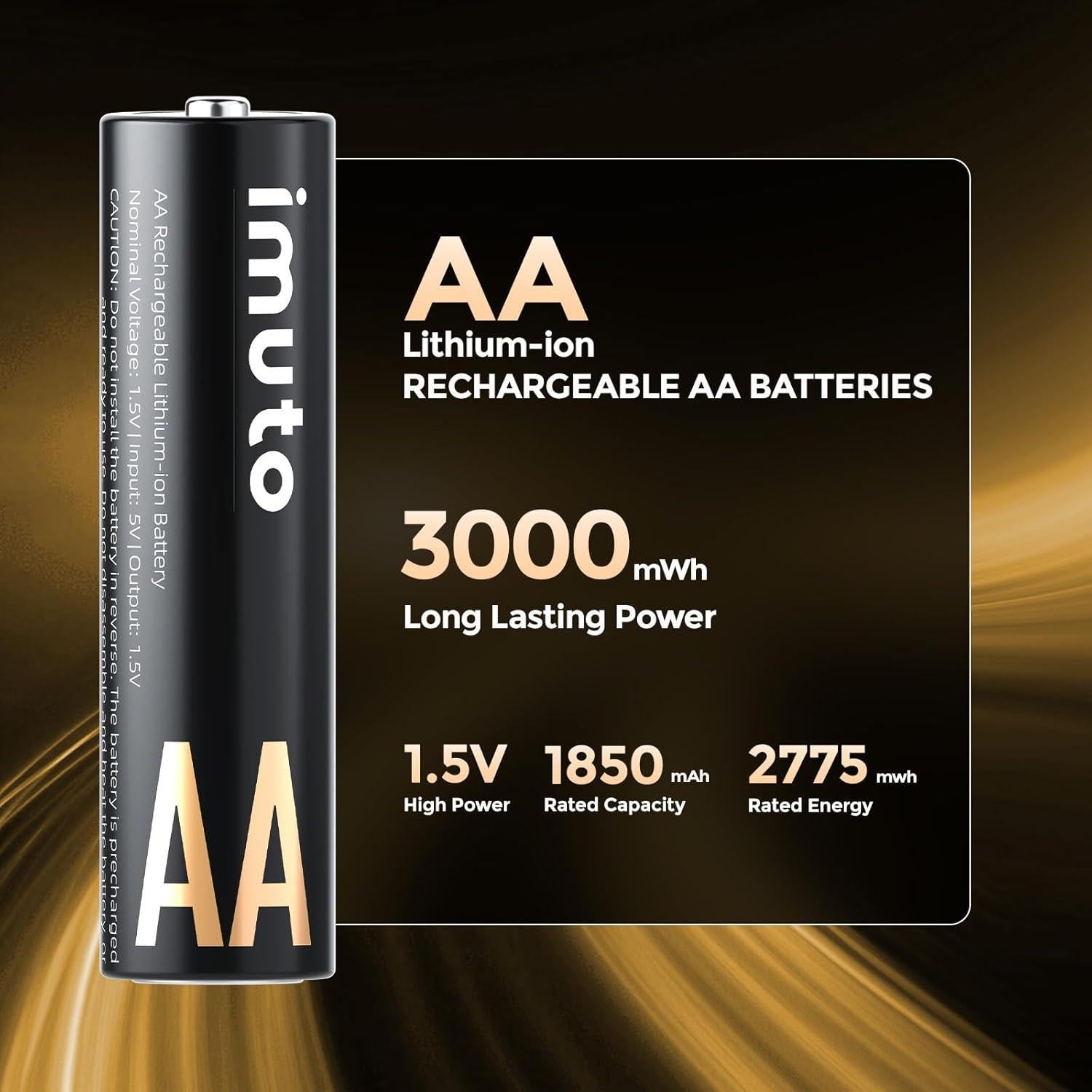 Baterías recargables AA imuto 3000mWh 8 unidades 1.5V