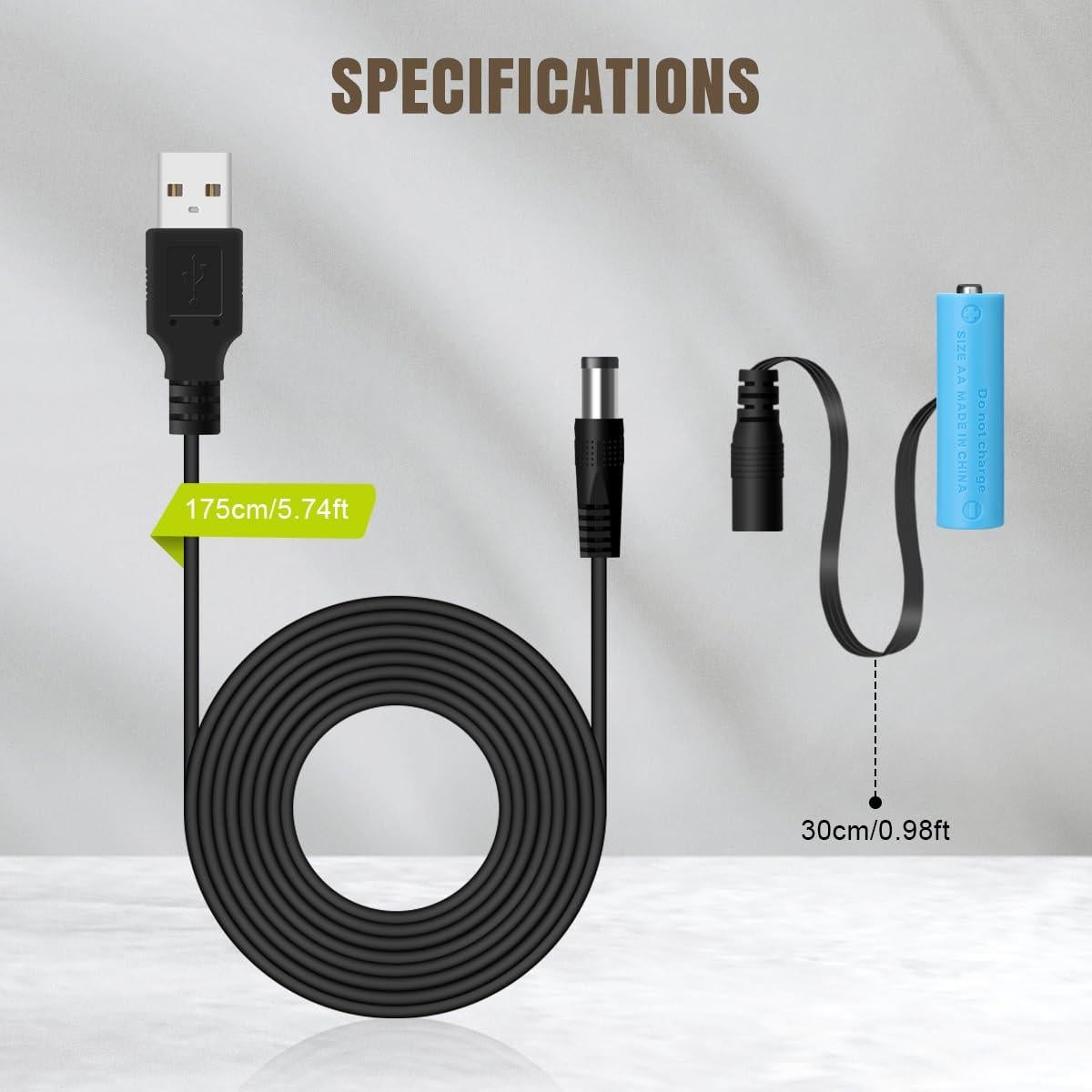 Cable de Alimentación USB a DC Lenink para Baterías AA/AAA