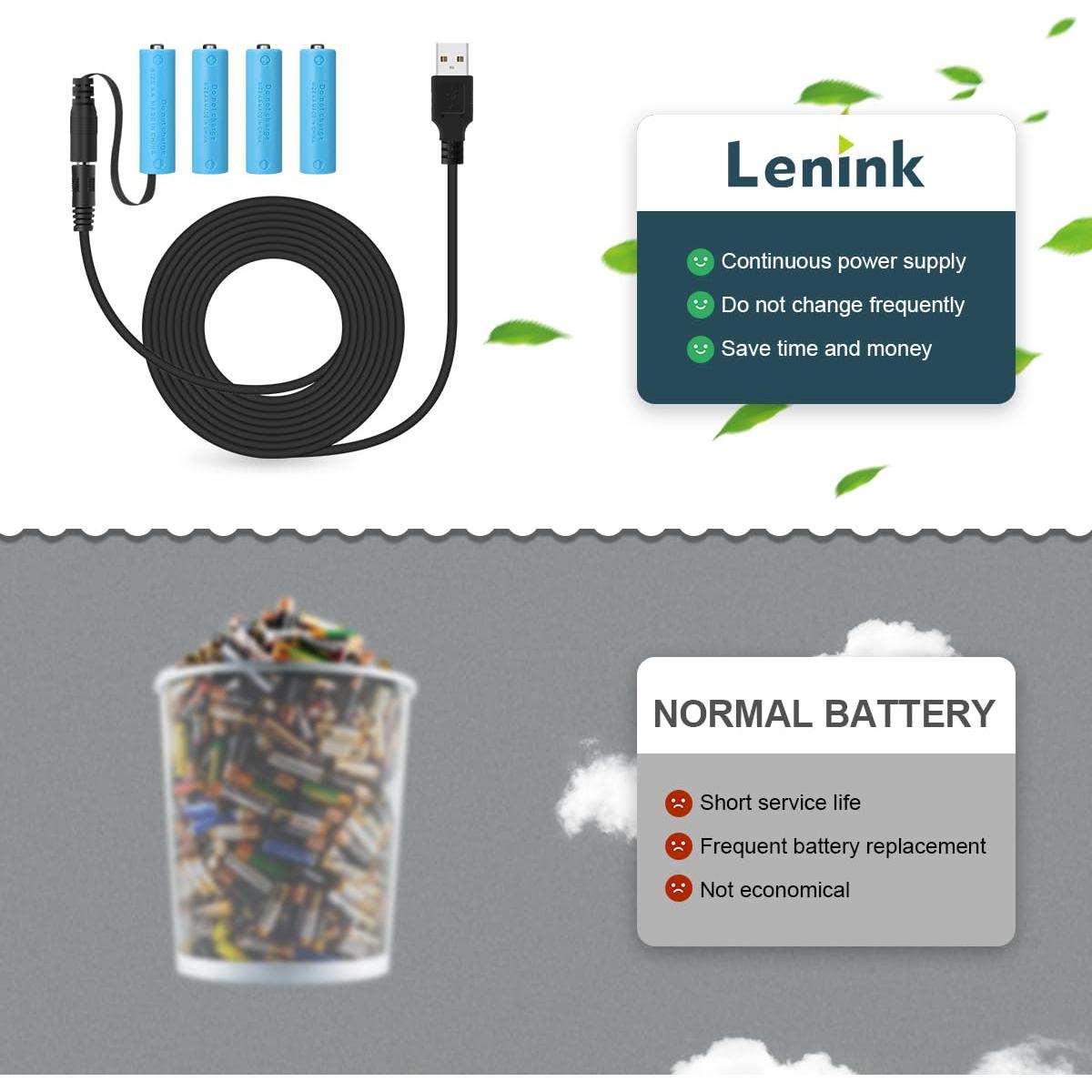 Cable de Alimentación USB a DC Lenink para Baterías AA/AAA