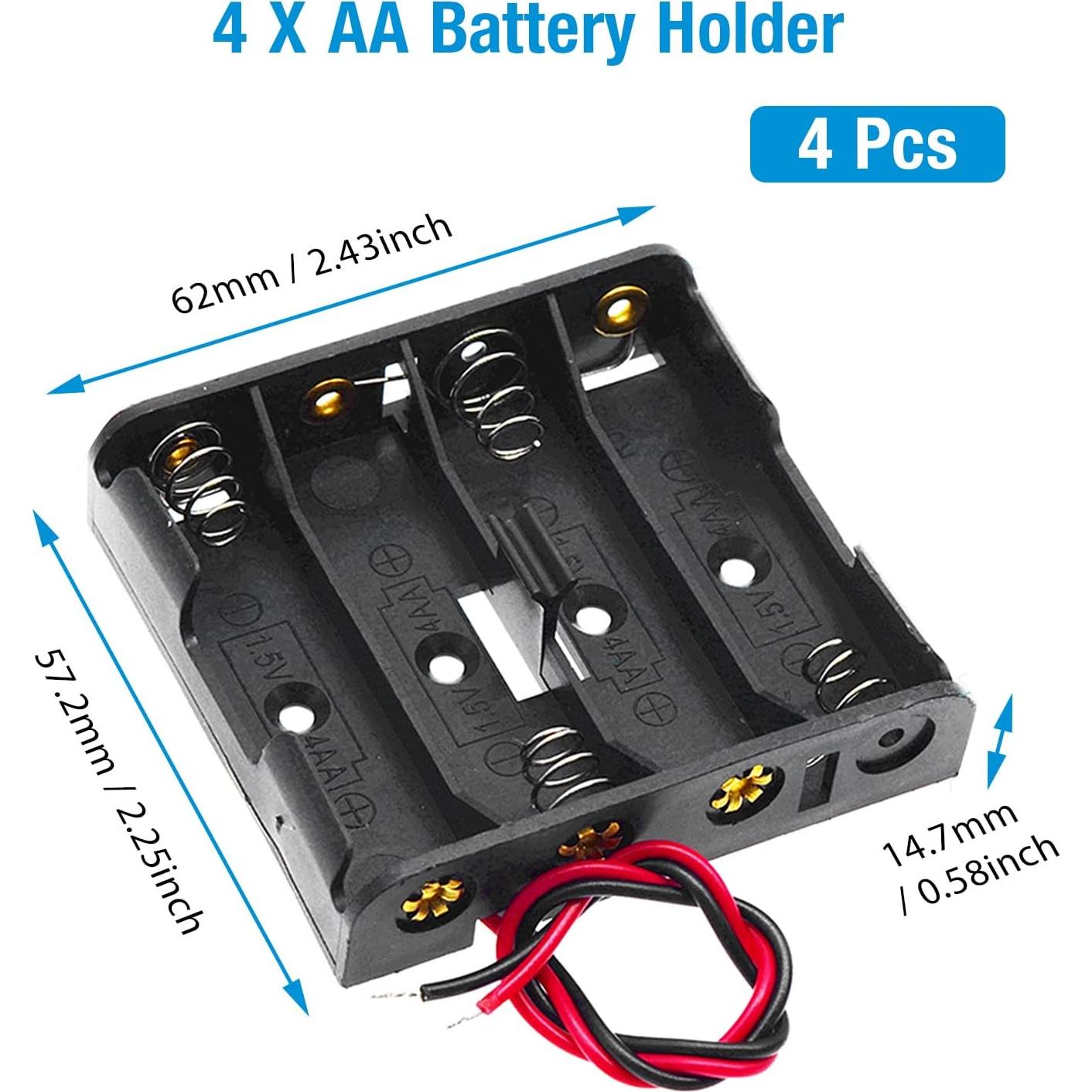 Soporte de Batería AA QTEATAK 4 Piezas con Conector Clip
