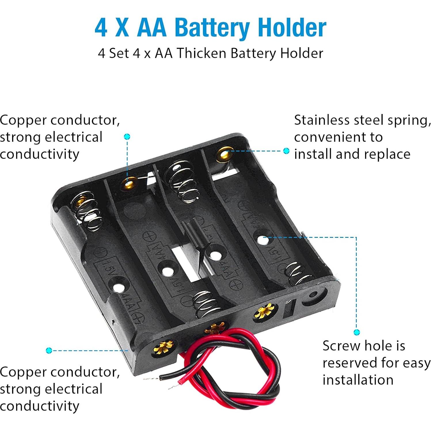 Soporte de Batería AA QTEATAK 4 Piezas con Conector Clip