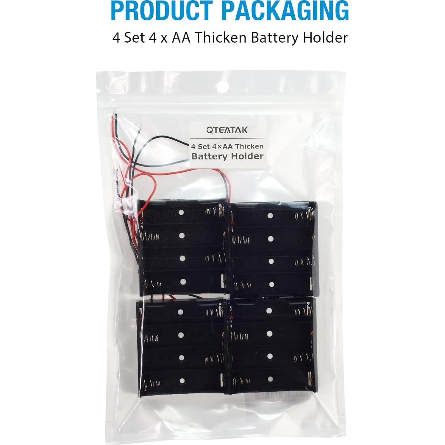Soporte de Batería AA QTEATAK 4 Piezas con Conector Clip