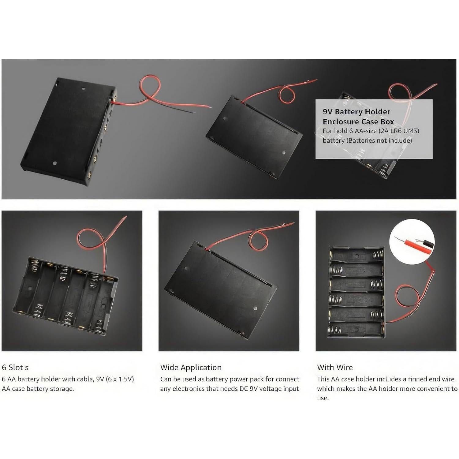 Soporte de Batería 6 AA NewZoll con Conector 9V - Plástico ABS