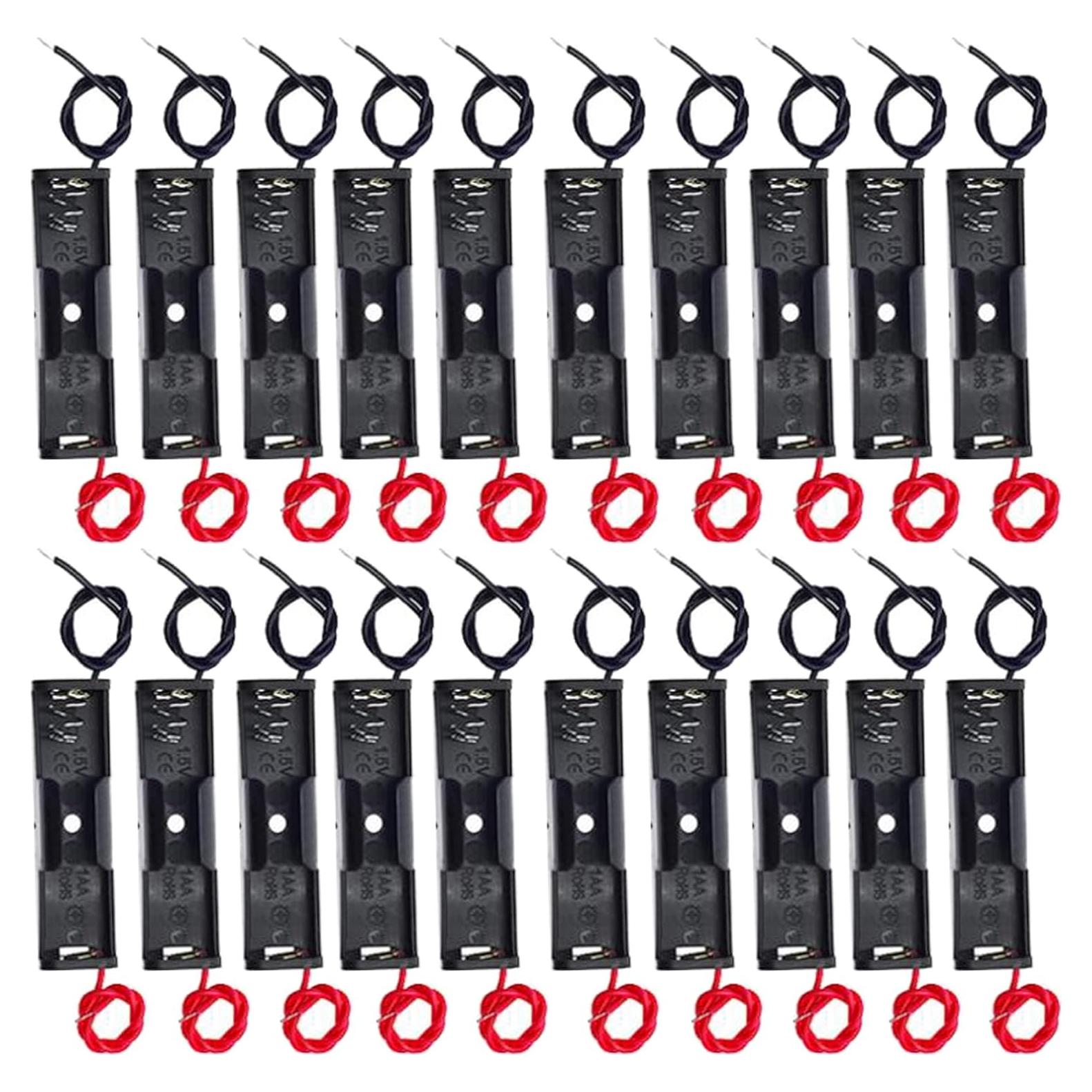 20 Soportes de Batería AA con Cable AEDIKO 1 Slot 1.5V
