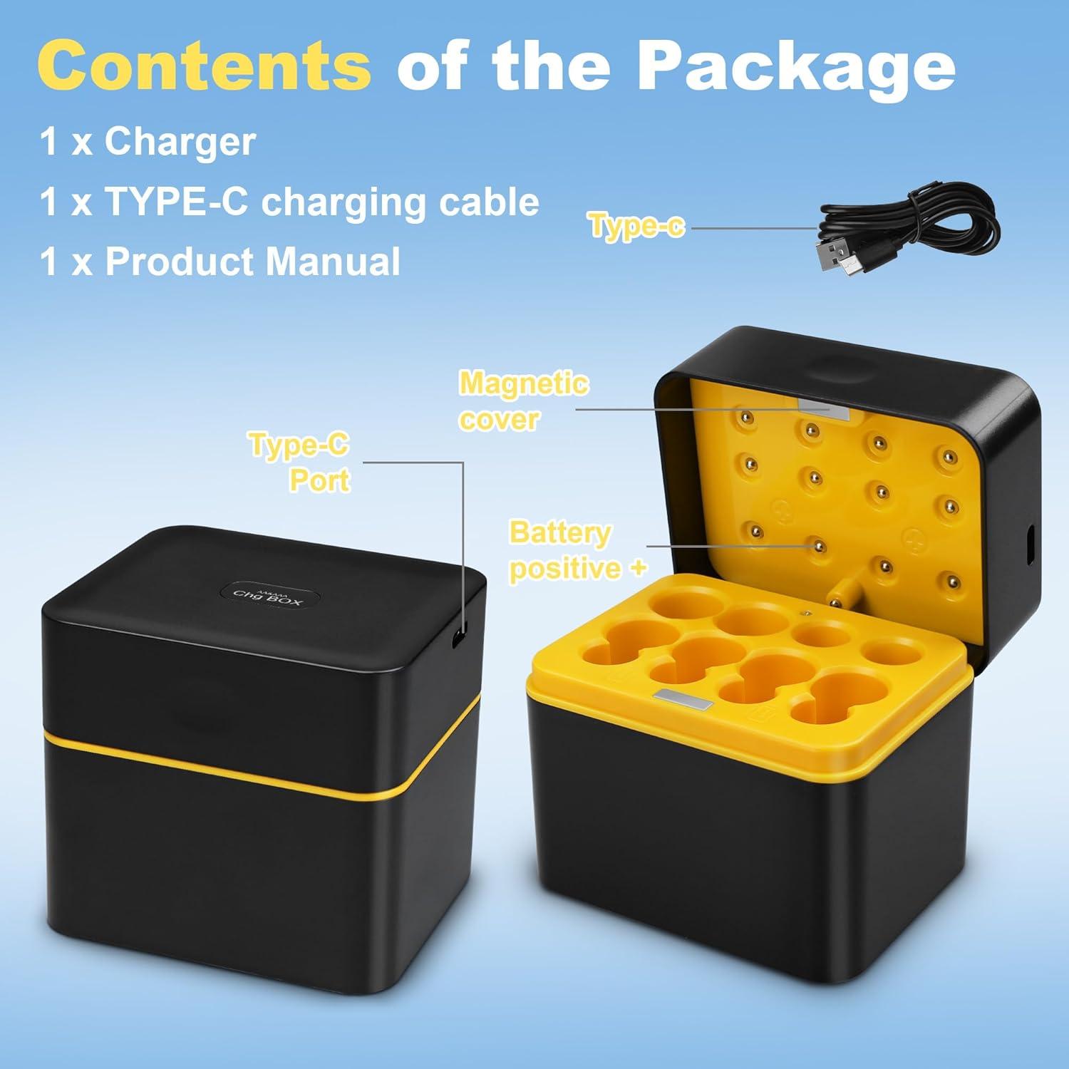 Cargador de Baterías Recargables AA AAA WONKEGONKE 12 Bahías