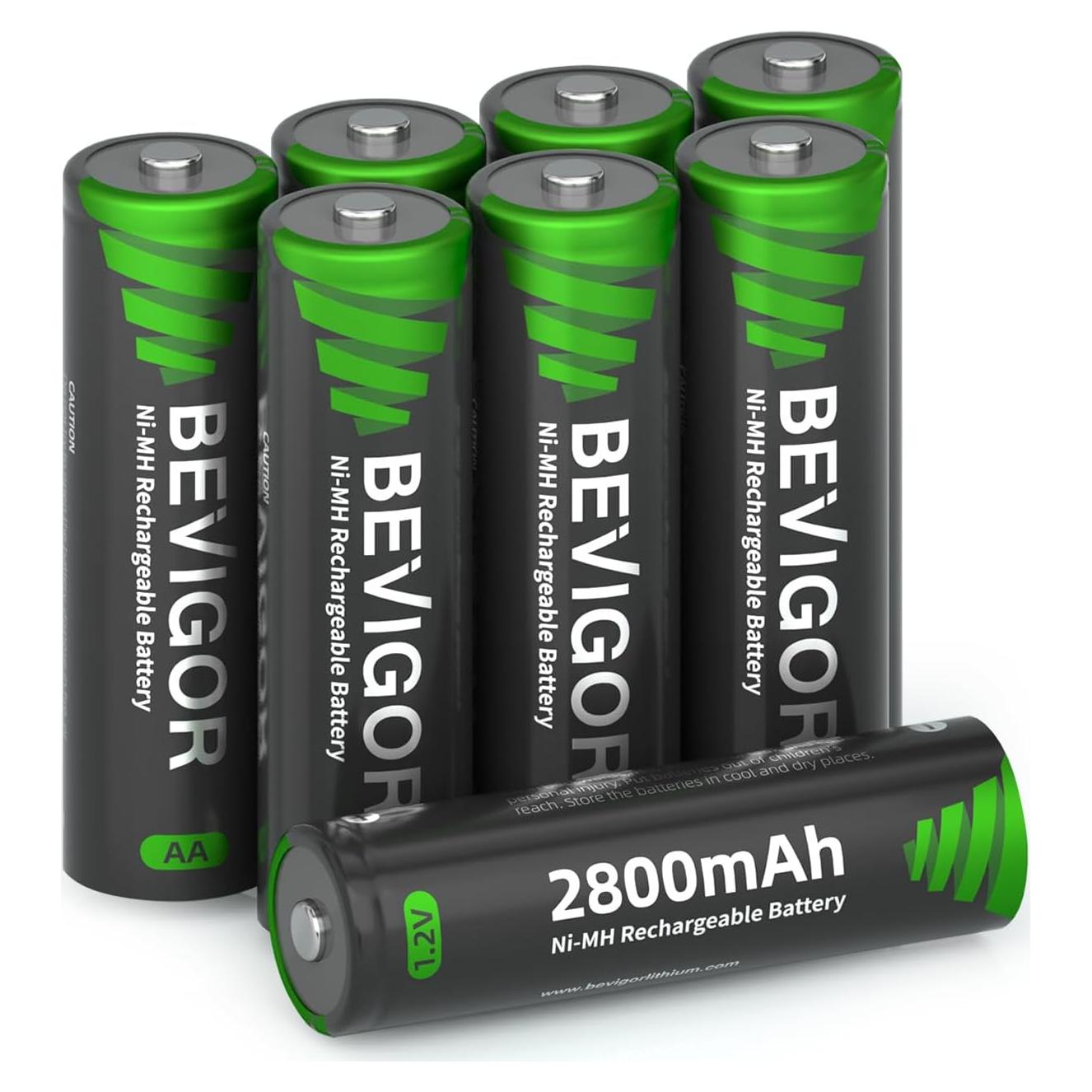 Baterías Recargables AA BEVIGOR 2800mAh 8 Piezas NiMH