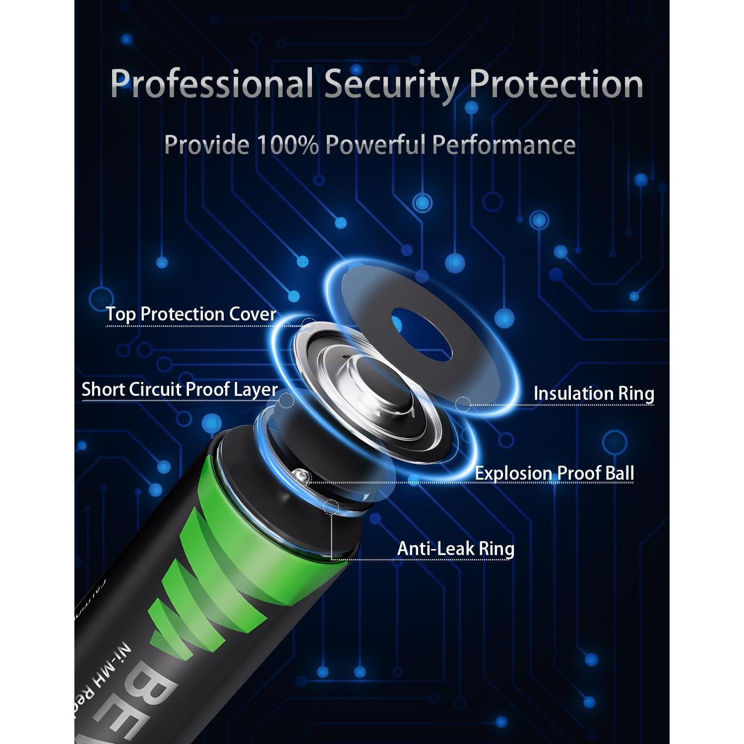 Baterías Recargables AA BEVIGOR 2800mAh 8 Piezas NiMH