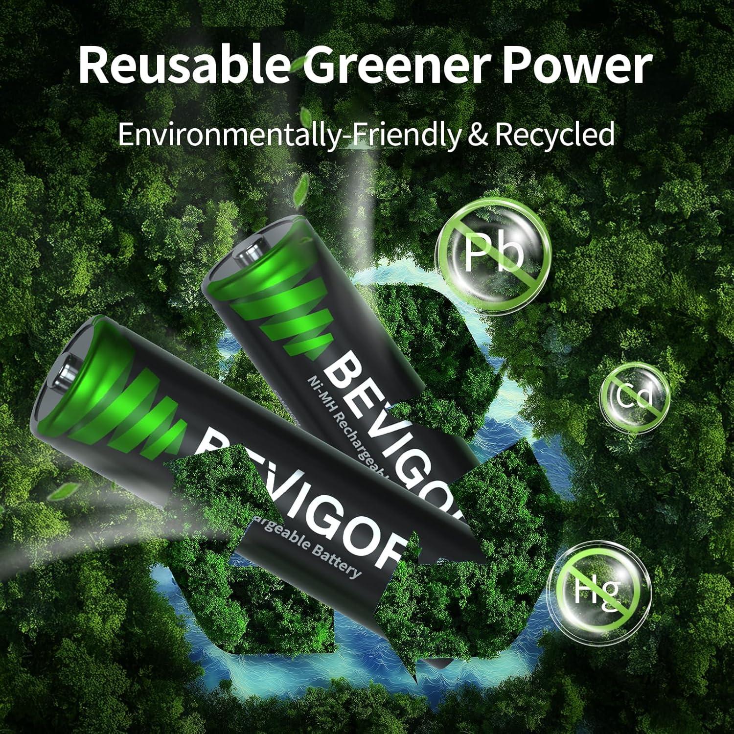 Baterías Recargables AA BEVIGOR 2800mAh 8 Piezas NiMH