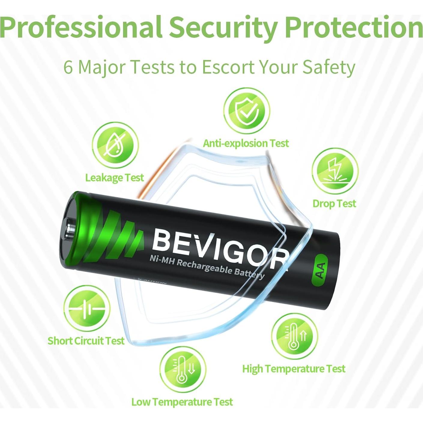 Baterías Recargables AA BEVIGOR 2800mAh 8 Piezas NiMH