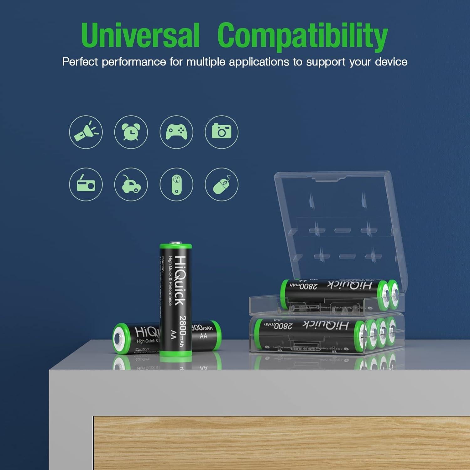 Baterías Recargables AA HiQuick 2800mAh 8 Piezas 1.2V