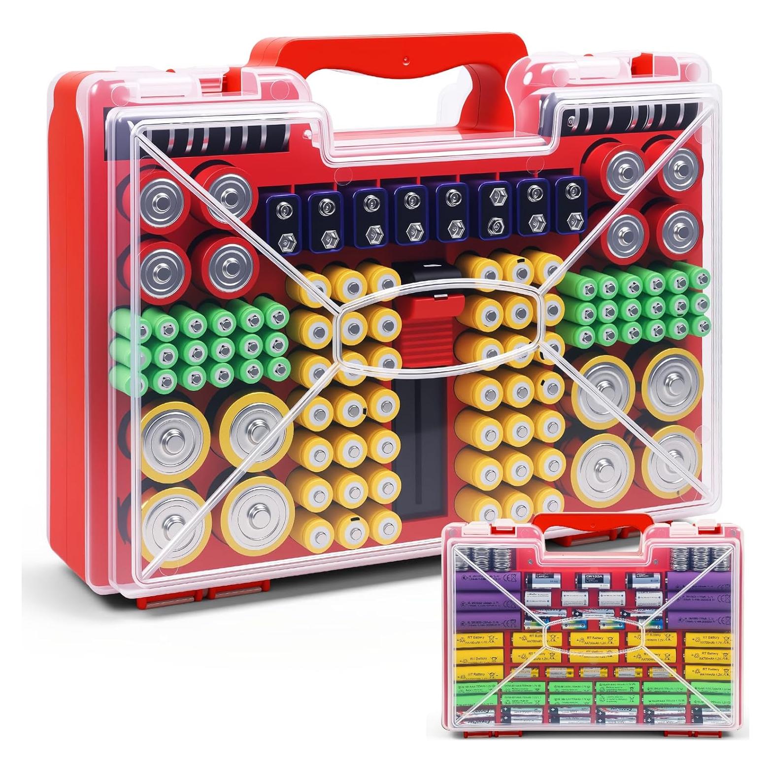 Organizador de Baterías Wekashion con Estuche y Probador - Rojo